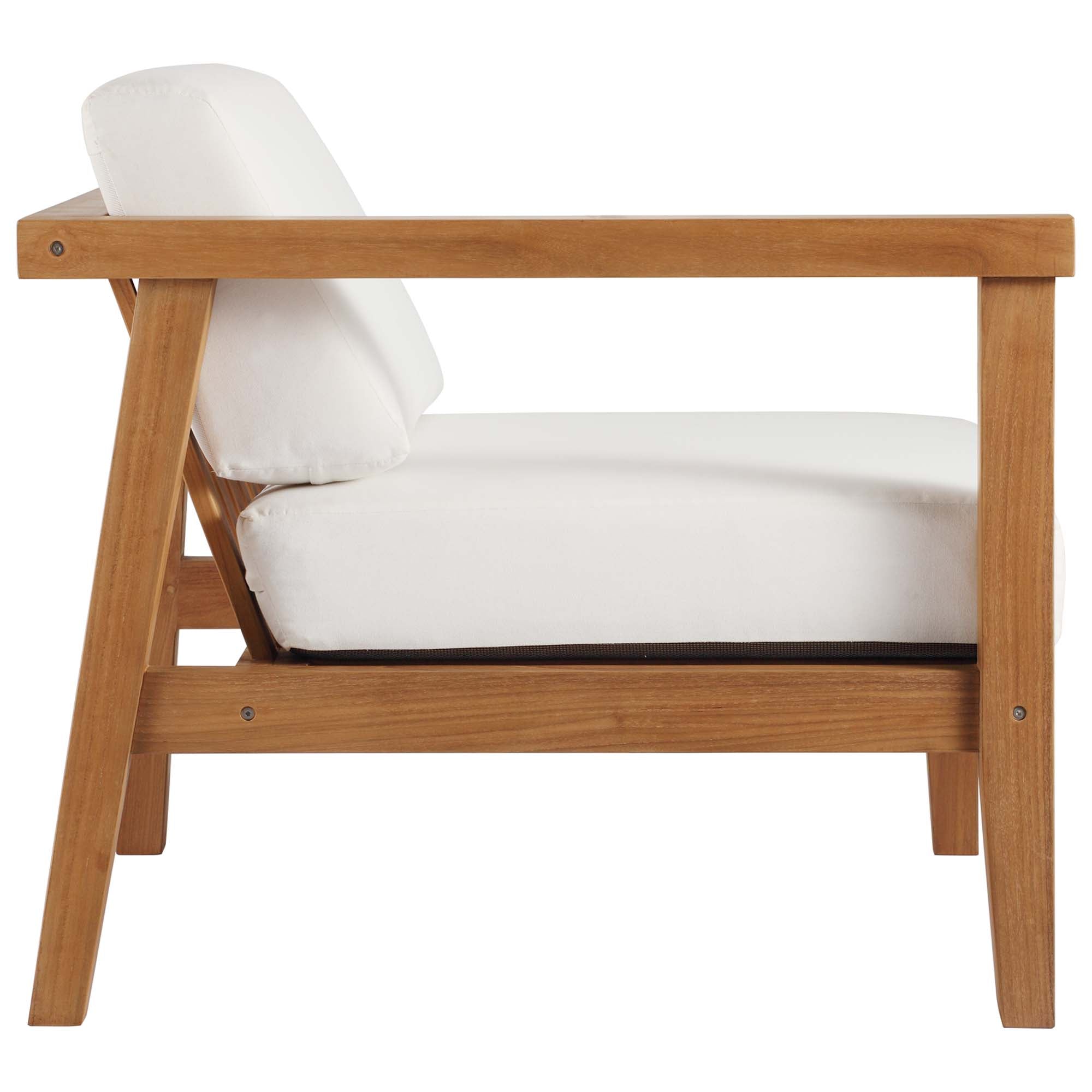 Bayport 3-Piece Outdoor Patio Teak Wood Sectional Sofa Set in Natural White