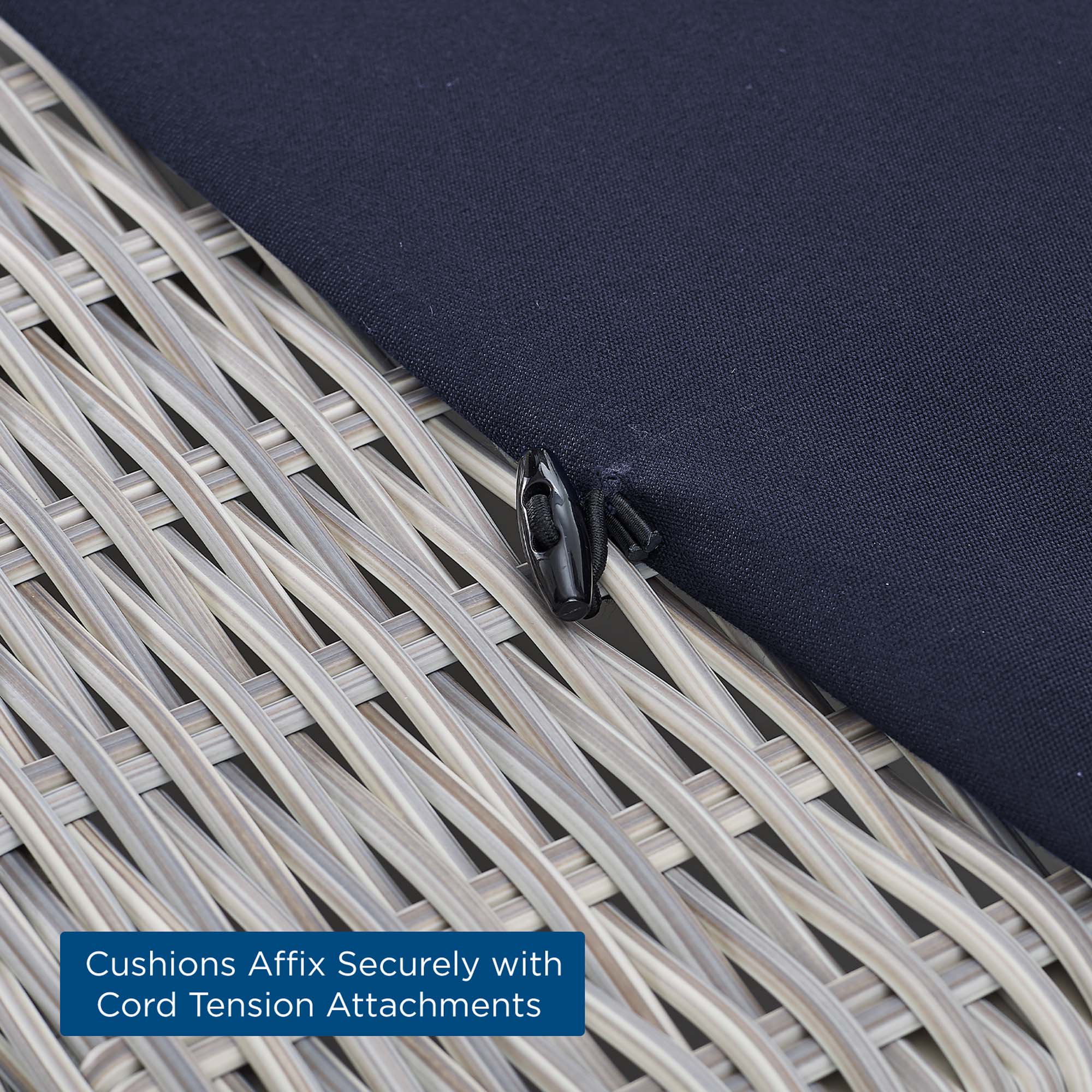 Conway 5-Piece Sunbrella® Outdoor Patio Wicker Rattan Furniture Set in Light Gray Navy