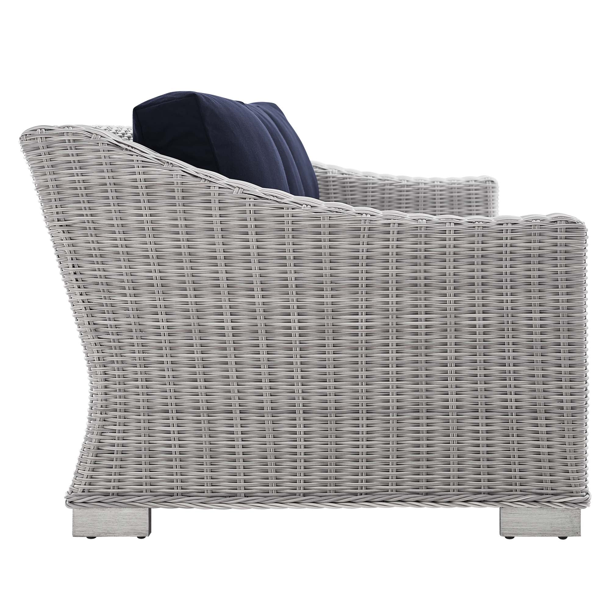 Conway 5-Piece Sunbrella® Outdoor Patio Wicker Rattan Furniture Set in Light Gray Navy