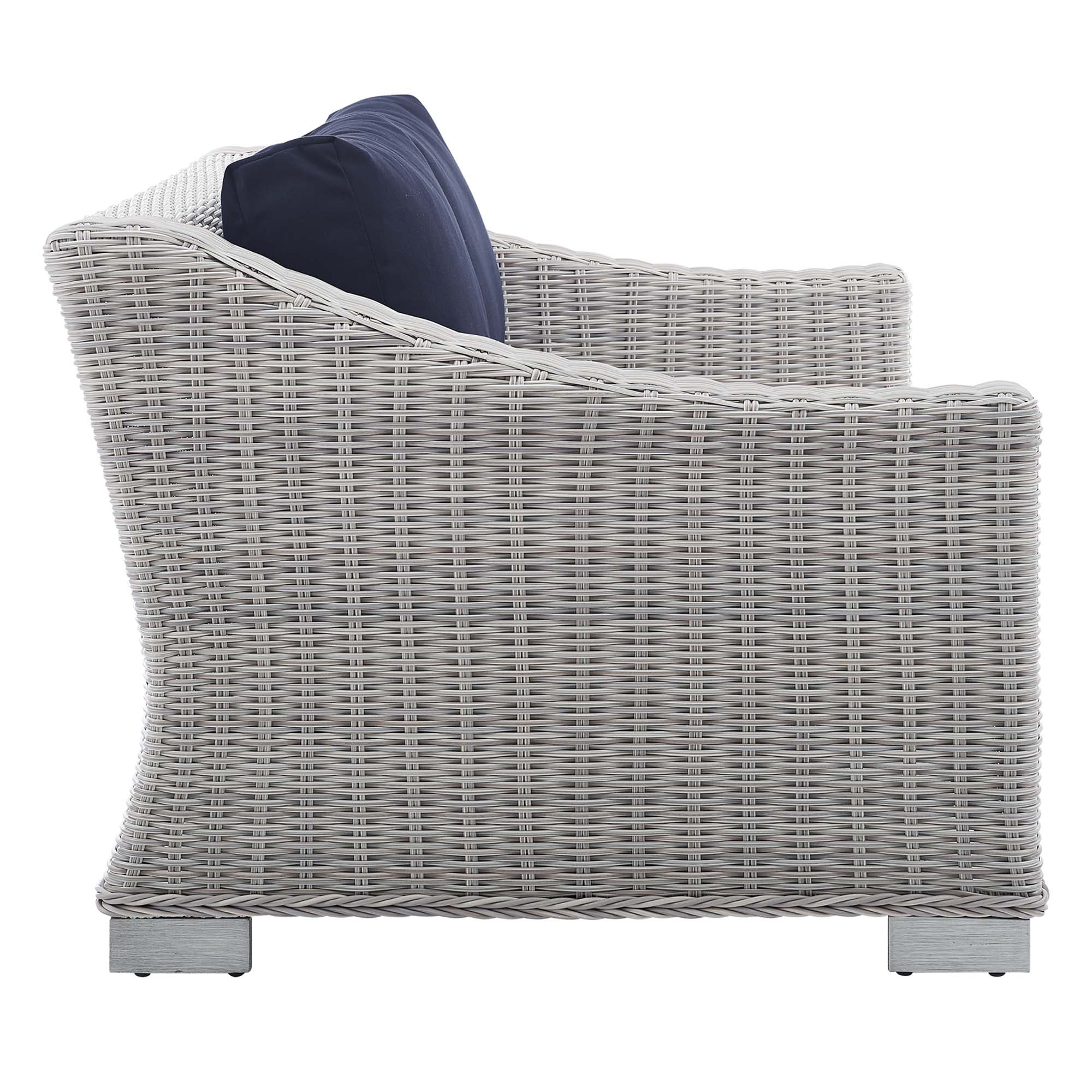 Conway 5-Piece Sunbrella® Outdoor Patio Wicker Rattan Furniture Set in Light Gray Navy