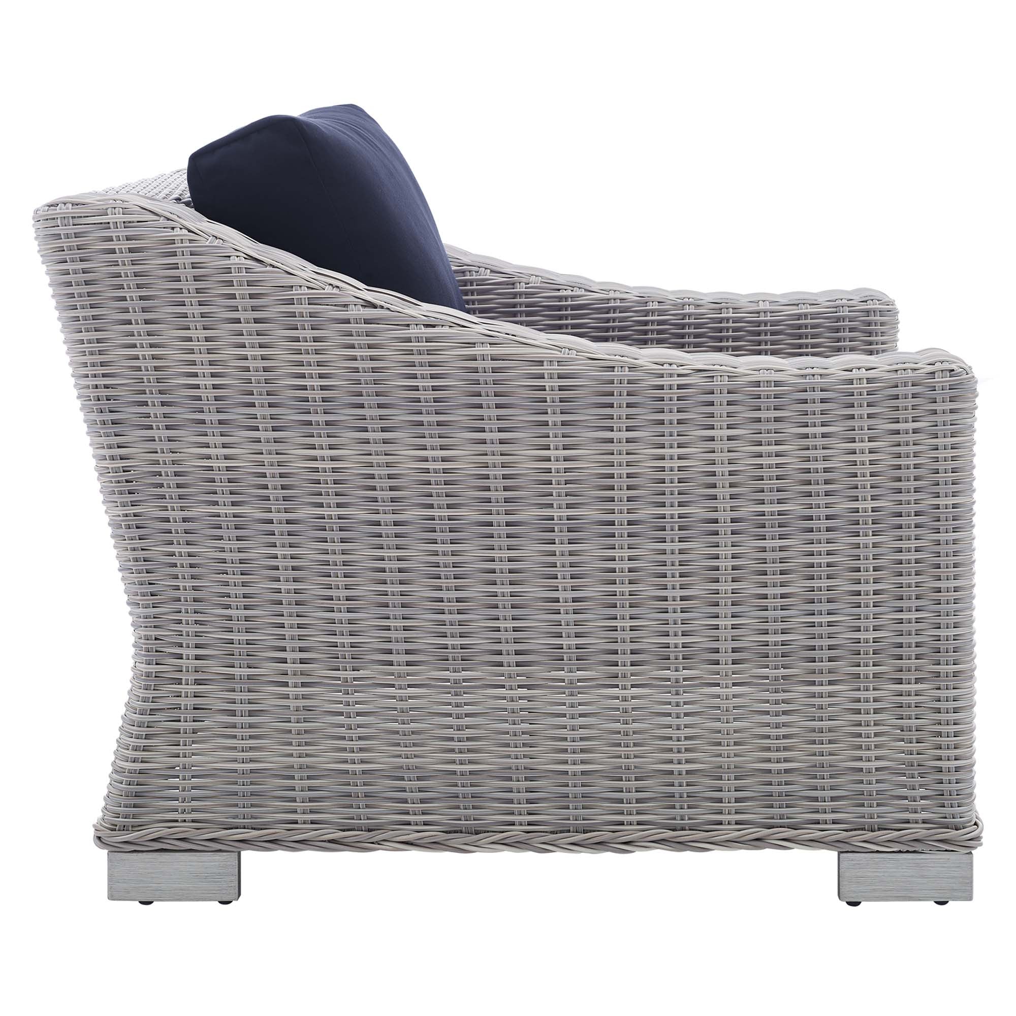 Conway 5-Piece Sunbrella® Outdoor Patio Wicker Rattan Furniture Set in Light Gray Navy