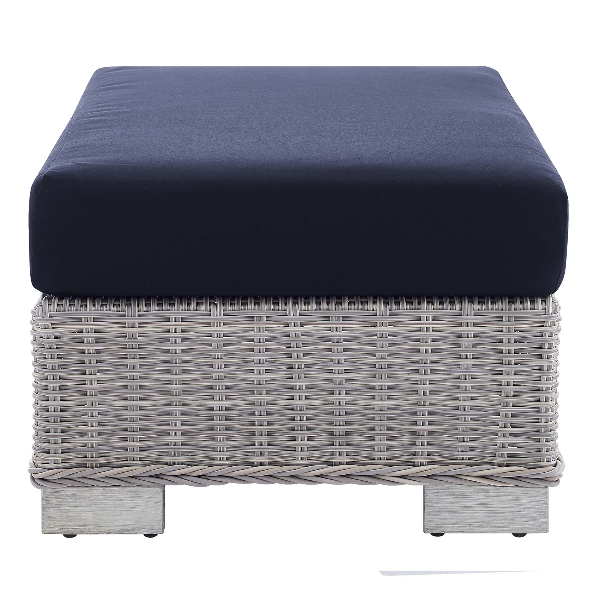 Conway 5-Piece Sunbrella® Outdoor Patio Wicker Rattan Furniture Set in Light Gray Navy