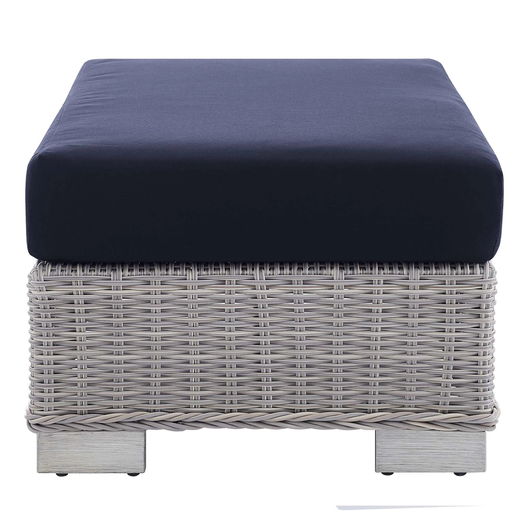 Conway 5-Piece Sunbrella® Outdoor Patio Wicker Rattan Furniture Set in Light Gray Navy