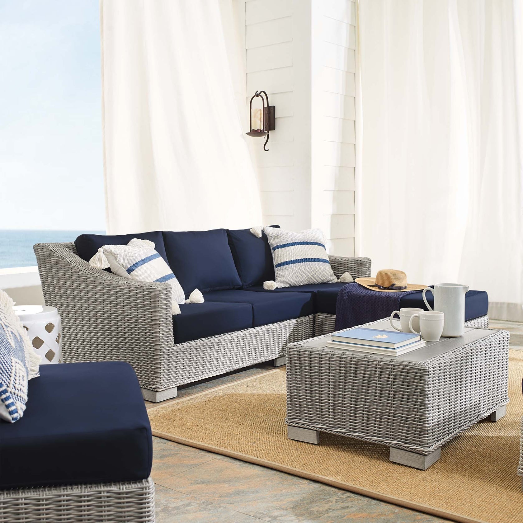 Conway 5-Piece Sunbrella® Outdoor Patio Wicker Rattan Furniture Set