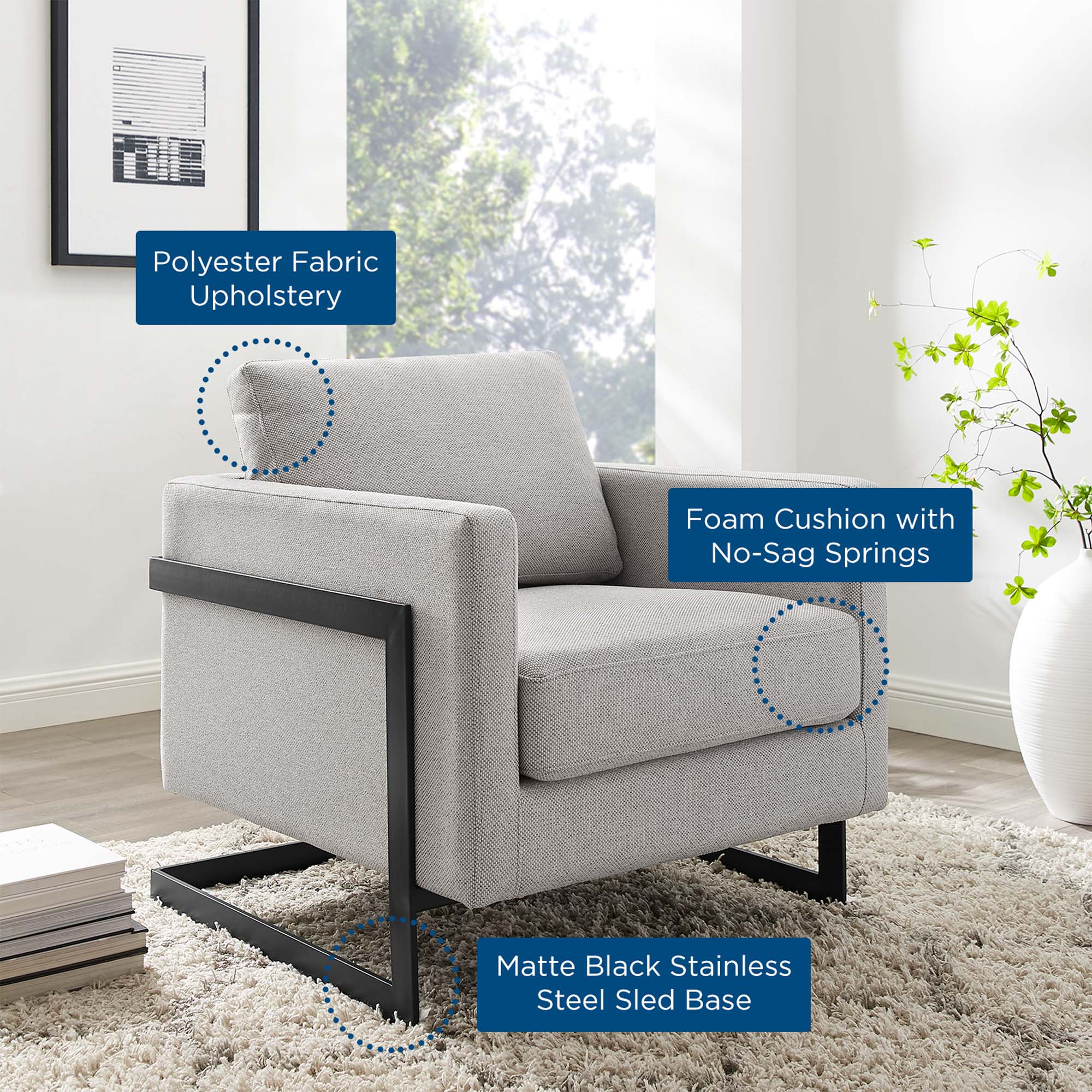 Fauteuil d'appoint en tissu rembourré Posse