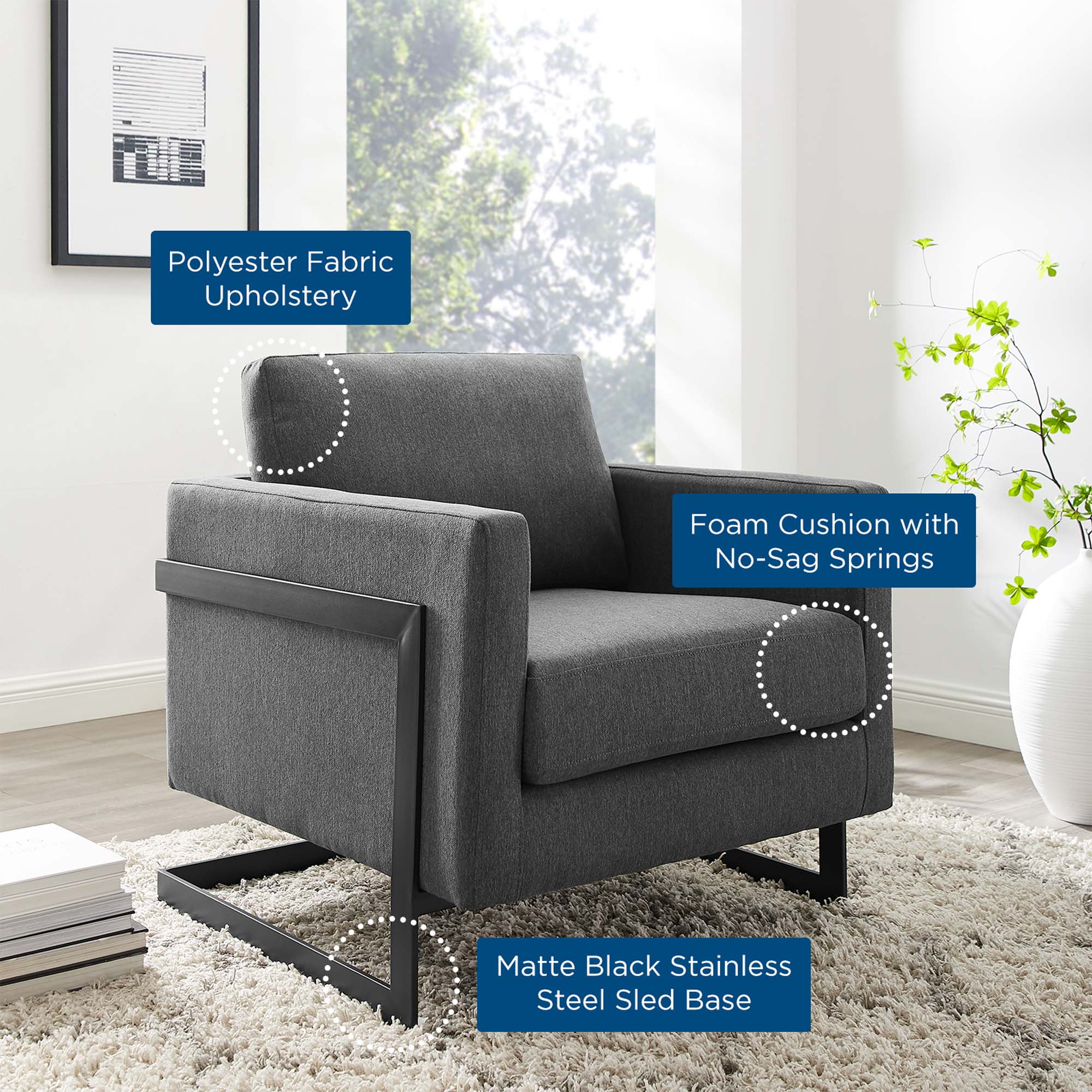 Fauteuil d'appoint en tissu rembourré Posse