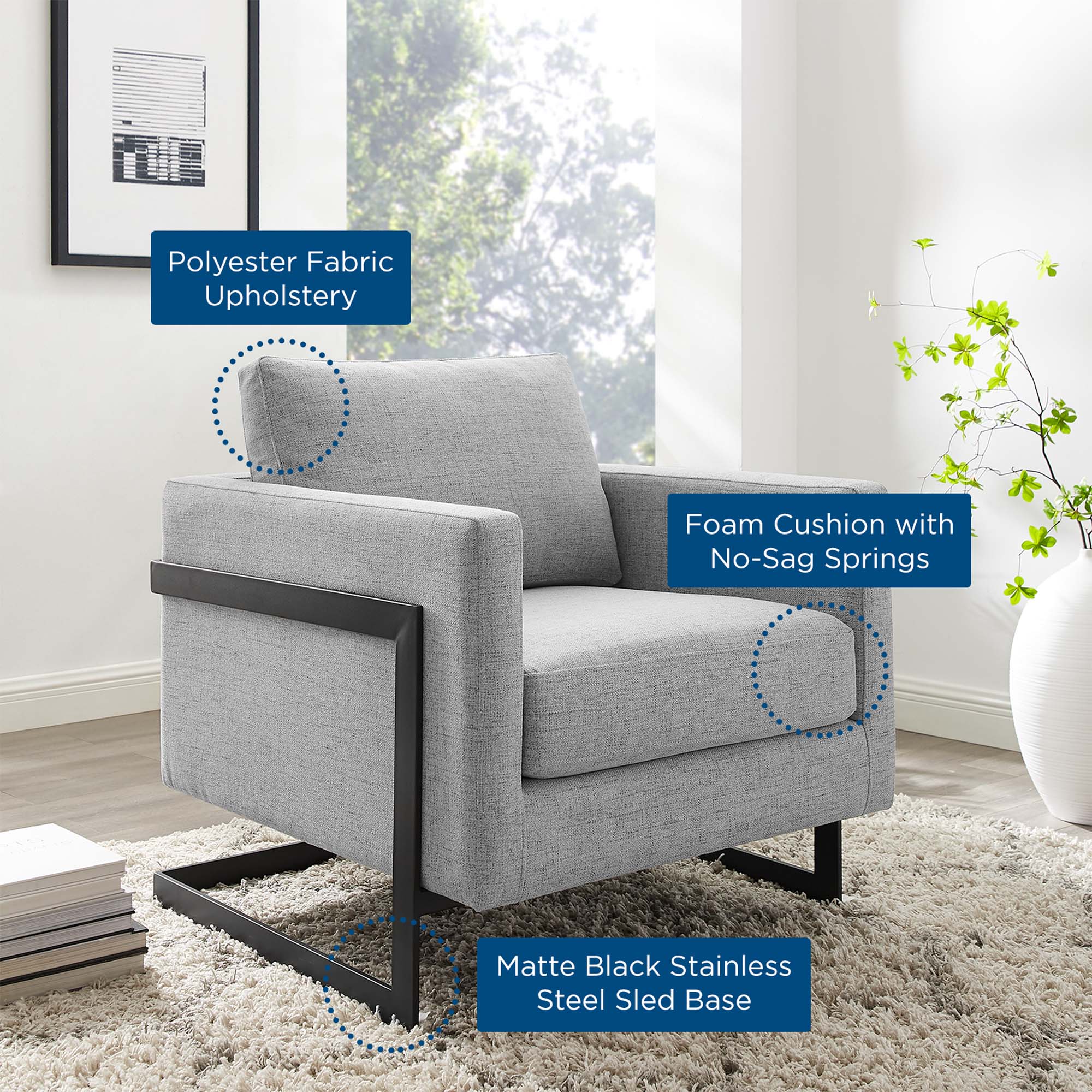 Fauteuil d'appoint en tissu rembourré Posse