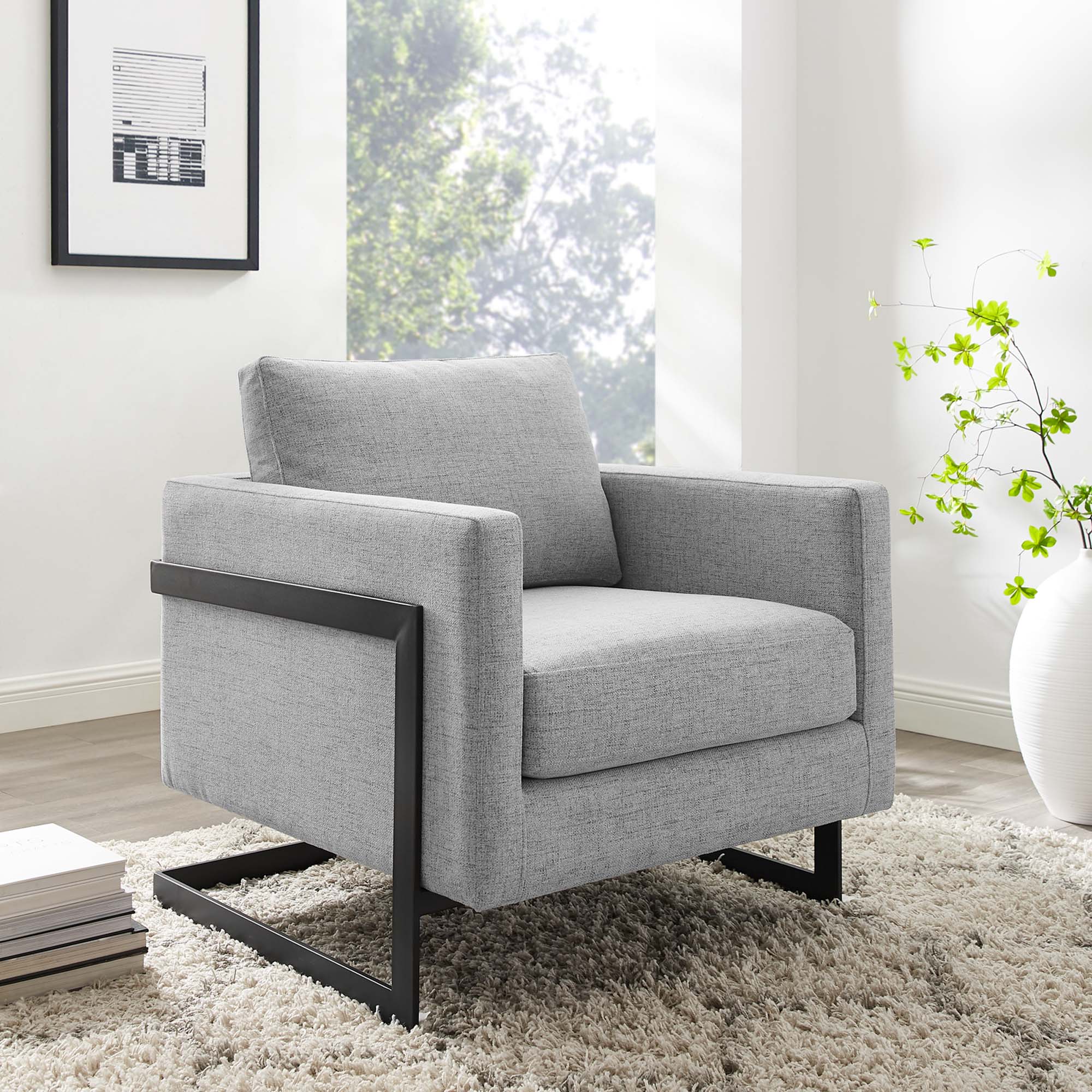 Fauteuil d'appoint en tissu rembourré Posse