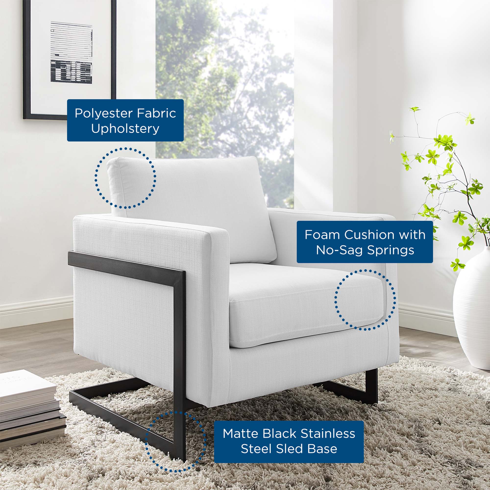 Fauteuil d'appoint en tissu rembourré Posse