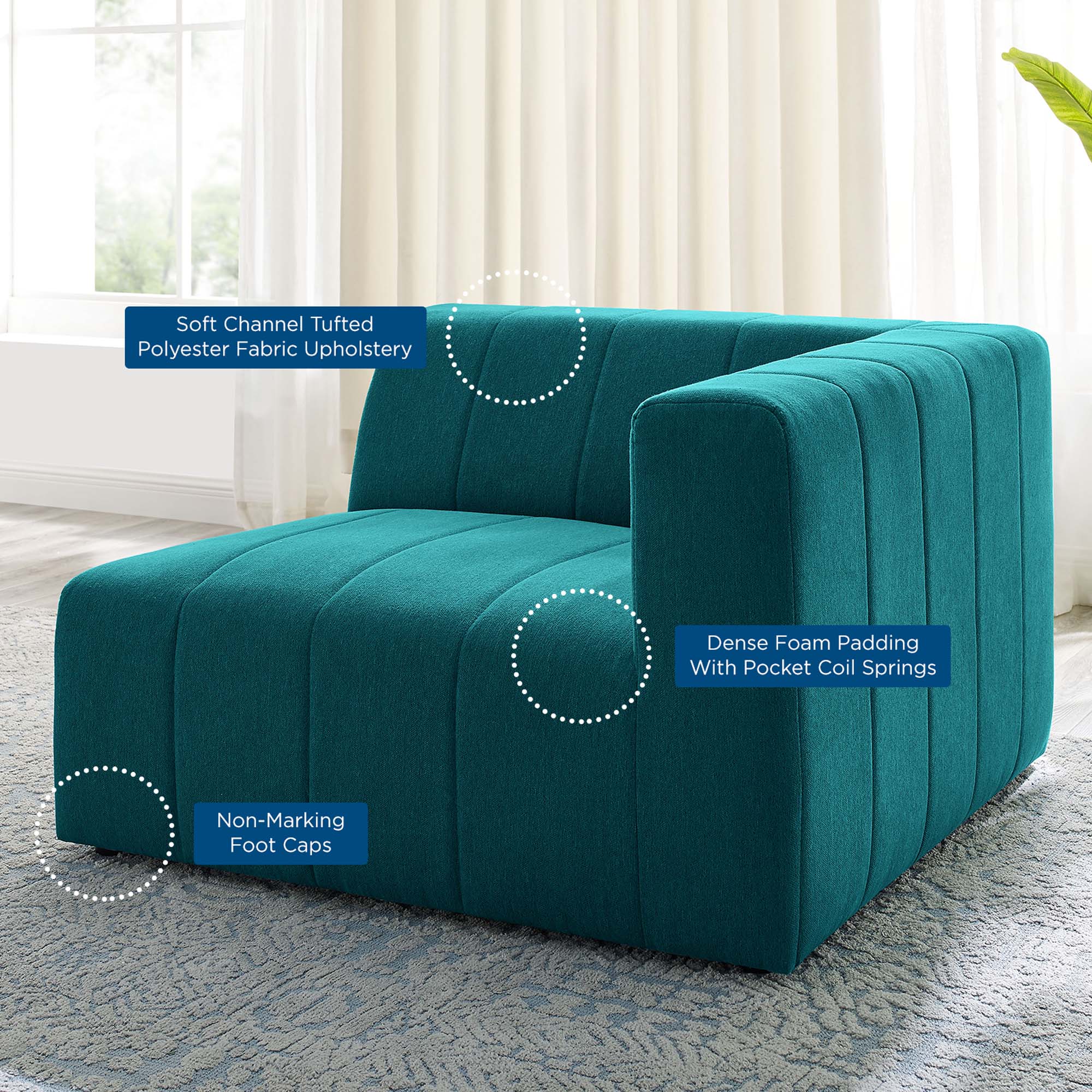 Chaise sans accoudoirs rembourrée en duvet Commix