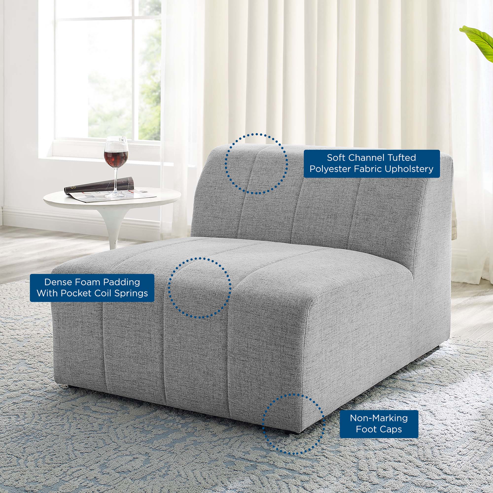 Chaise sans accoudoirs rembourrée en duvet Commix