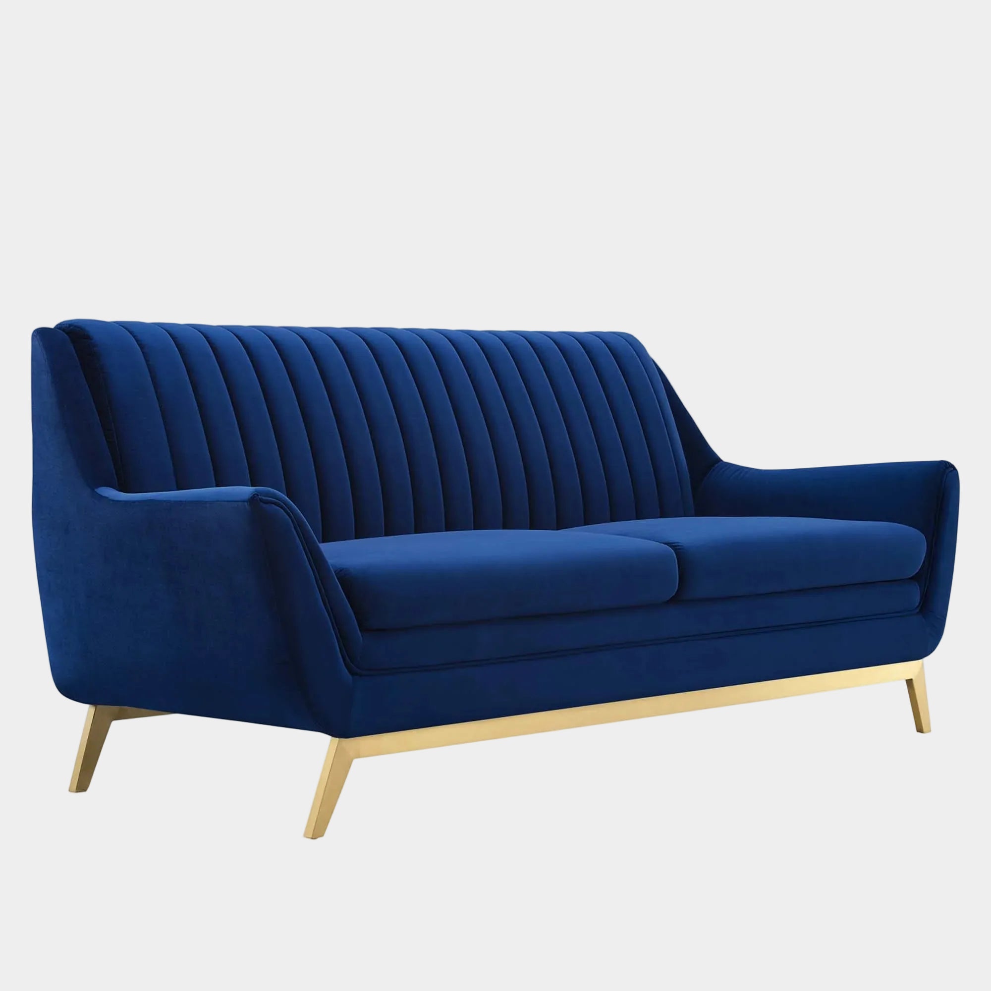 Winsome Channel Tufted Performance Velvet Sofa in Navy