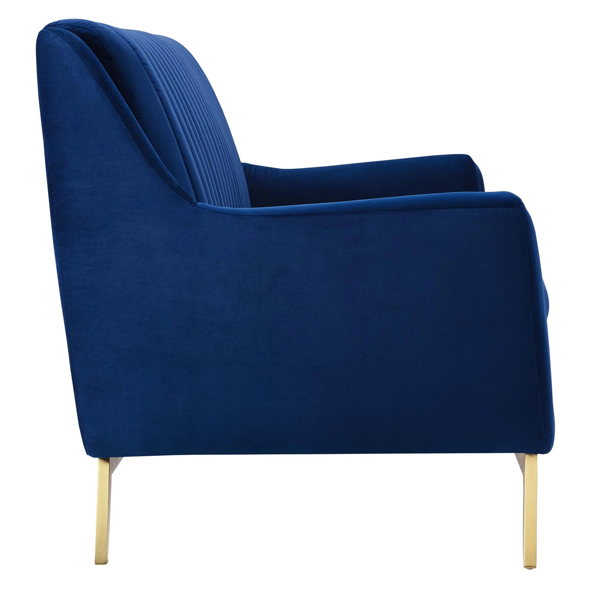 Winsome Channel Tufted Performance Velvet Sofa in Navy