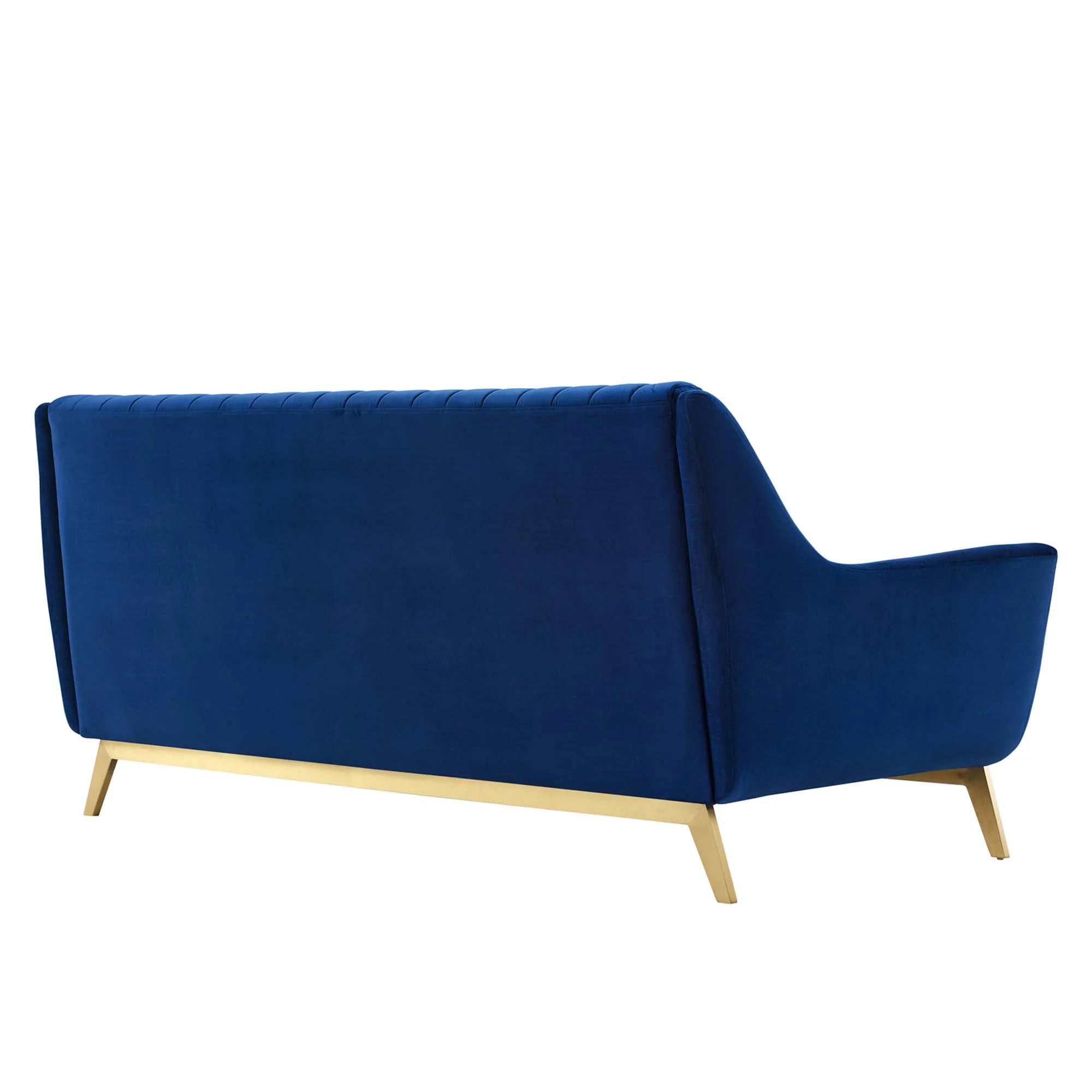 Winsome Channel Tufted Performance Velvet Sofa in Navy
