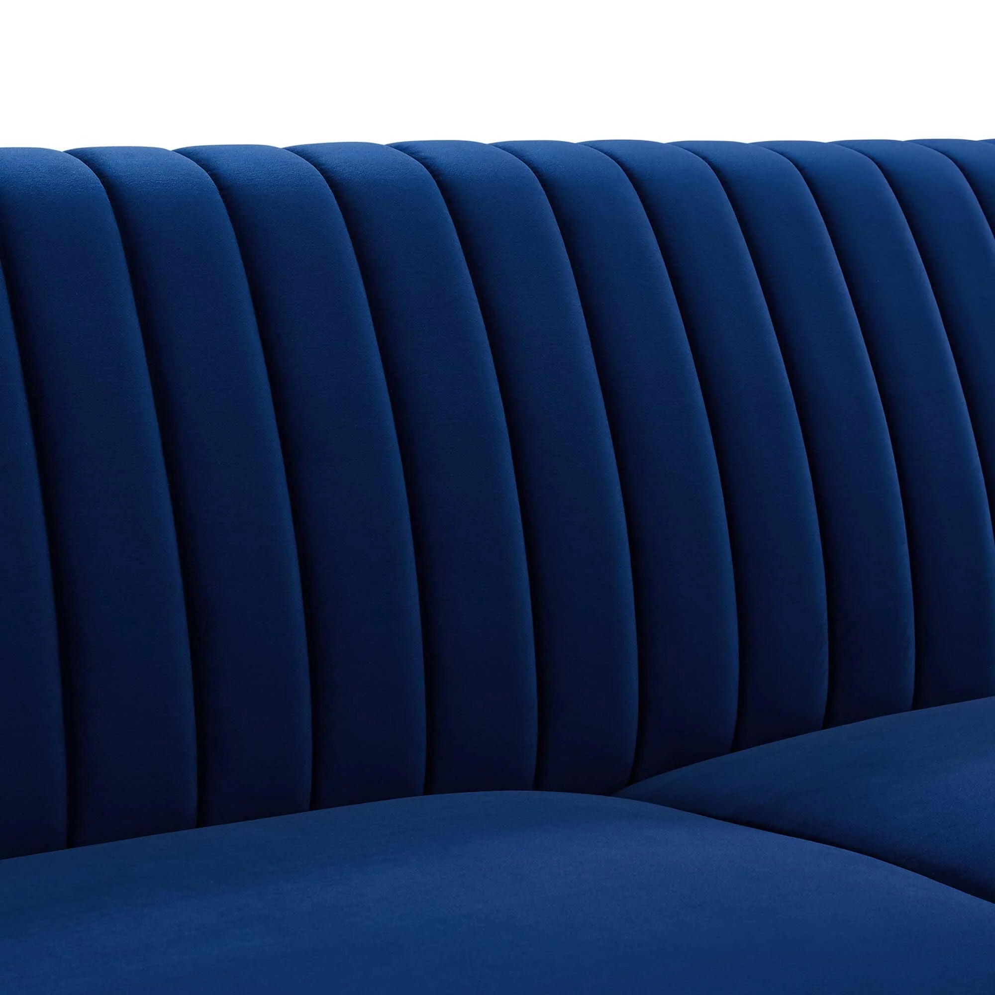 Winsome Channel Tufted Performance Velvet Sofa in Navy