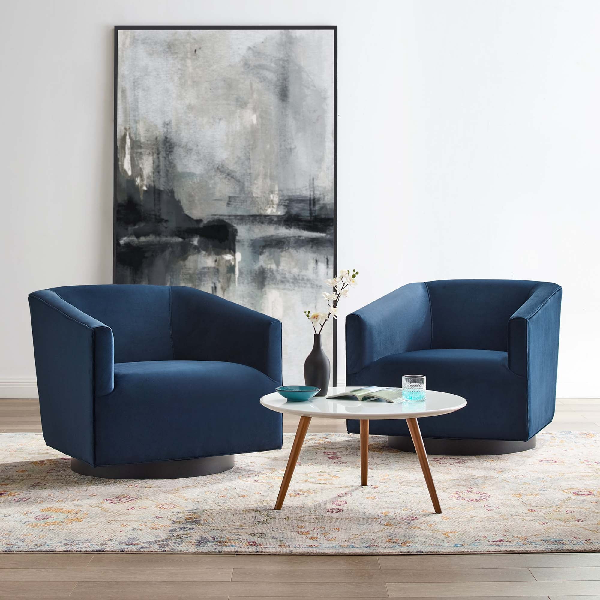 Ensemble de 2 chaises pivotantes en velours Twist Performance