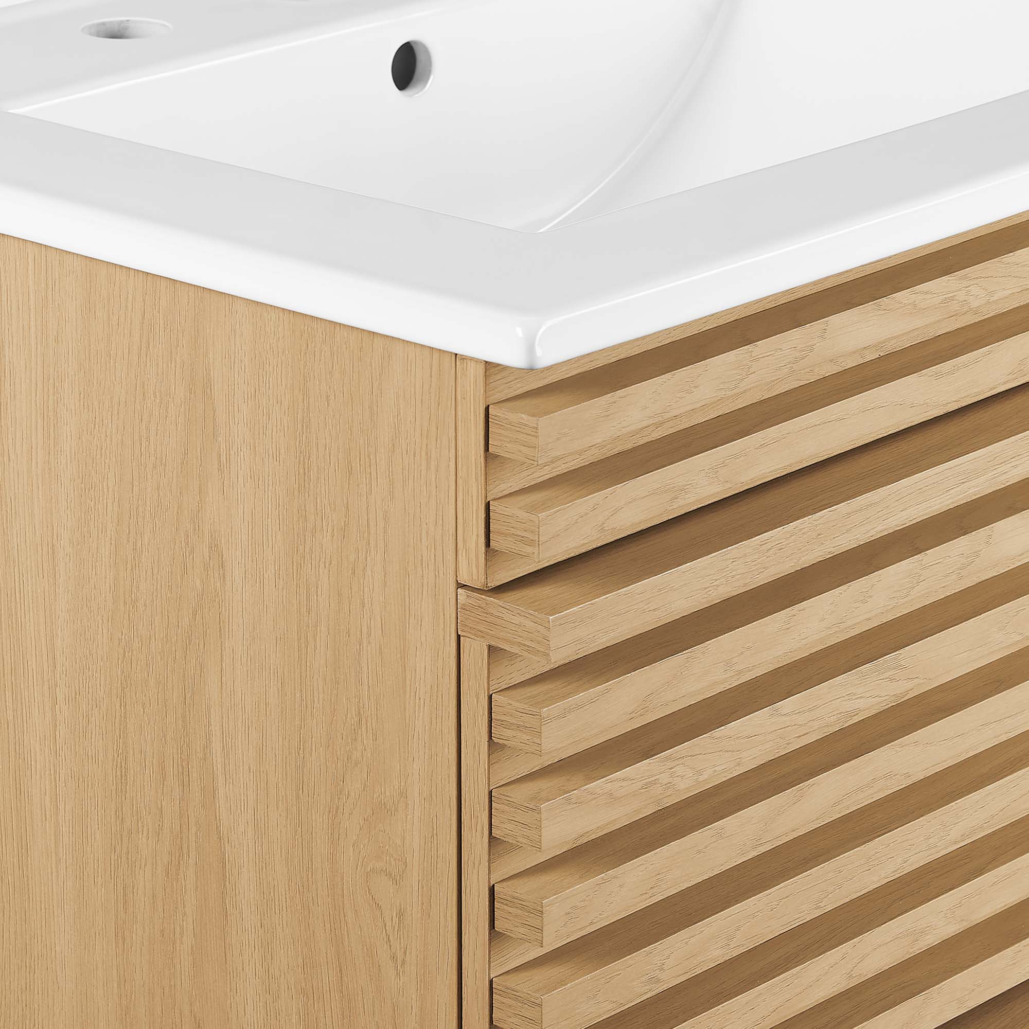 Meuble-lavabo mural de salle de bain avec vasque blanche incluse