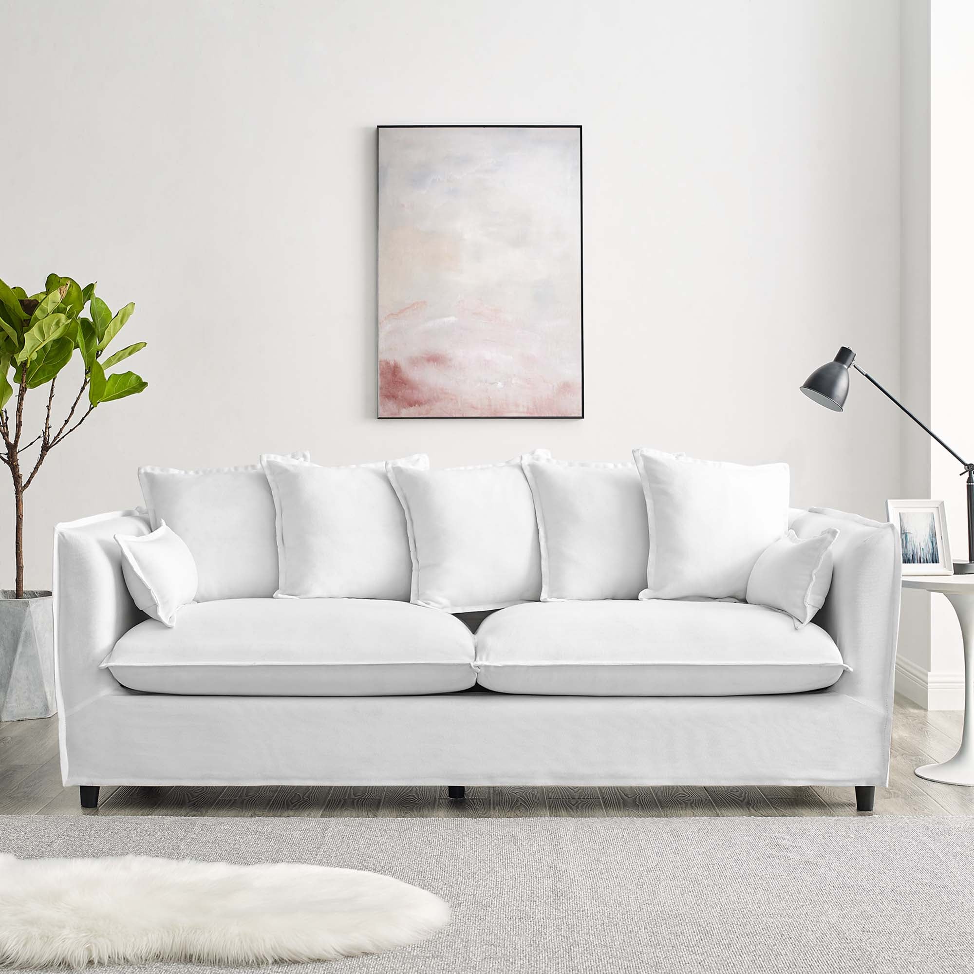 Avalon Slipcover Fabric Sofa in White