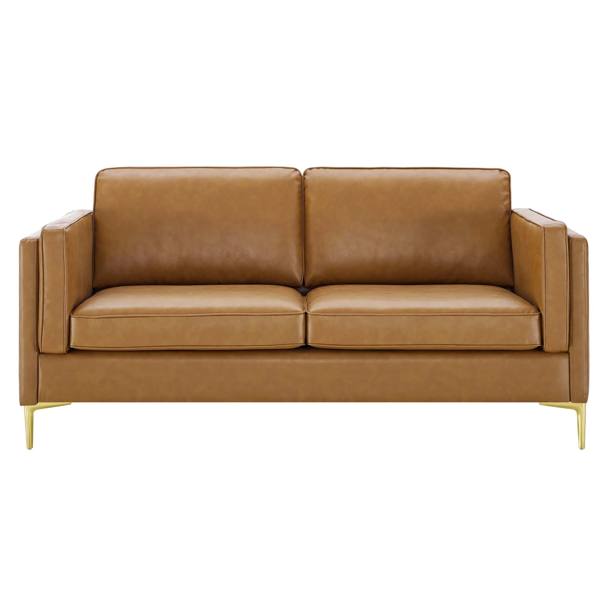 Kaiya Vegan Leather Sofa in Tan
