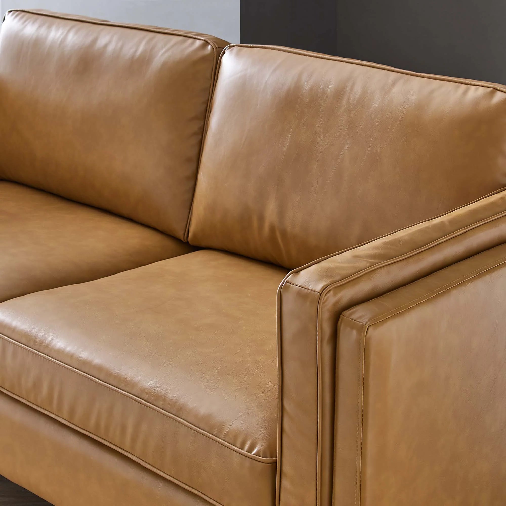Kaiya Vegan Leather Sofa in Tan