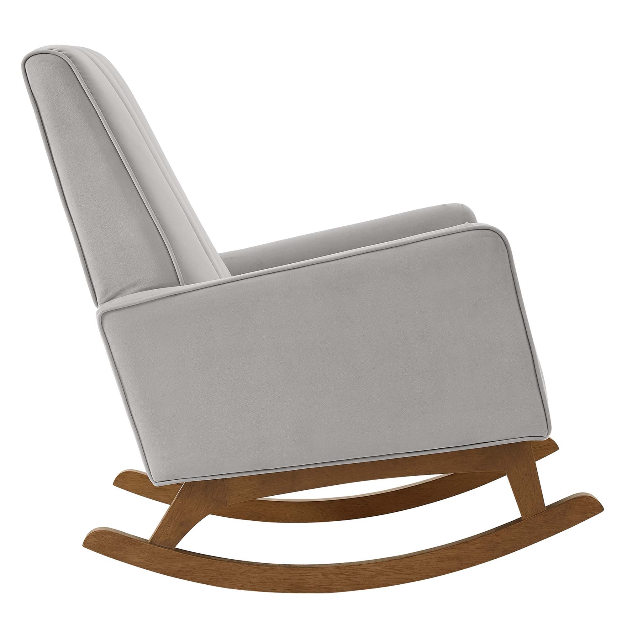 Sway Performance Velvet Rocking Chair in Light Gray