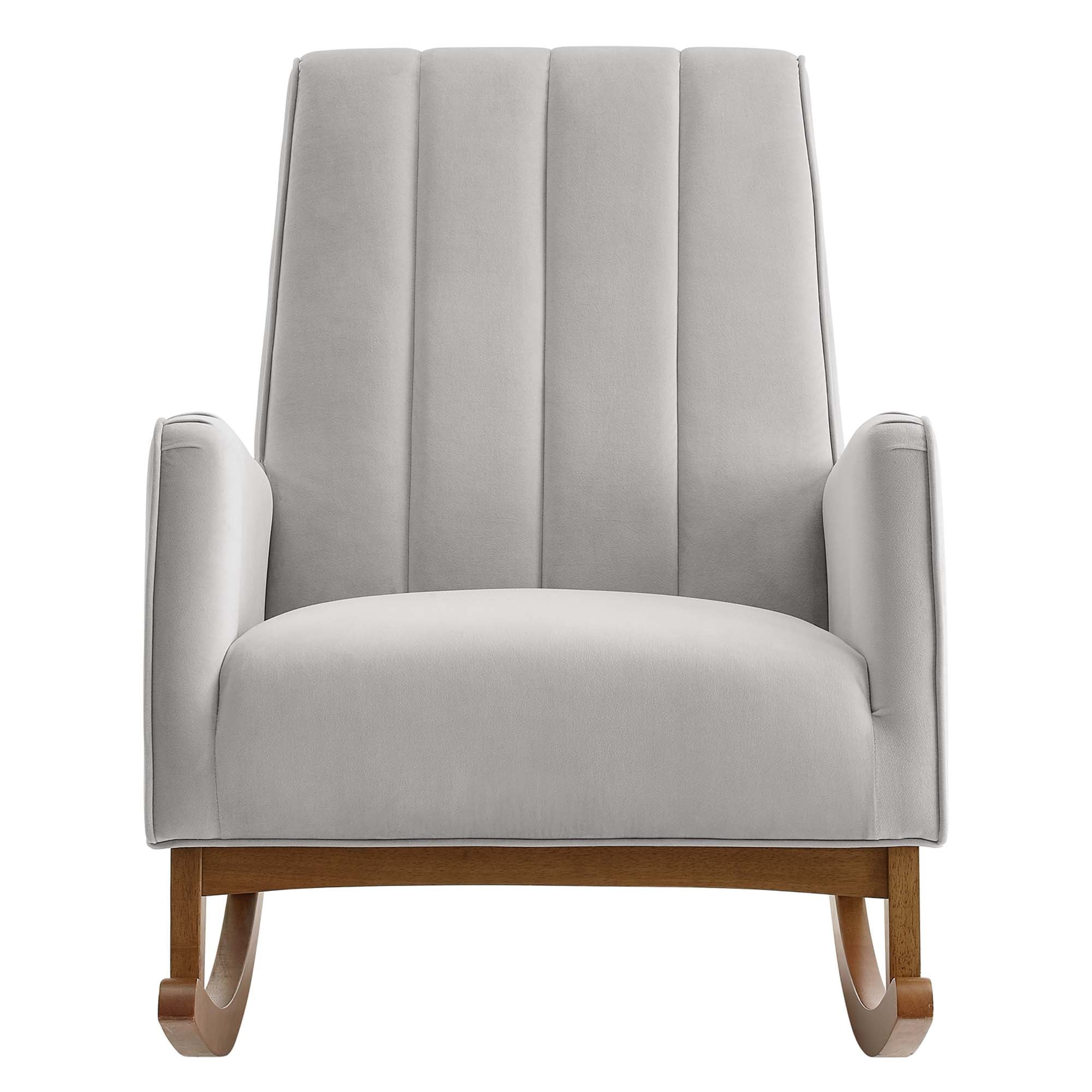 Sway Performance Velvet Rocking Chair in Light Gray