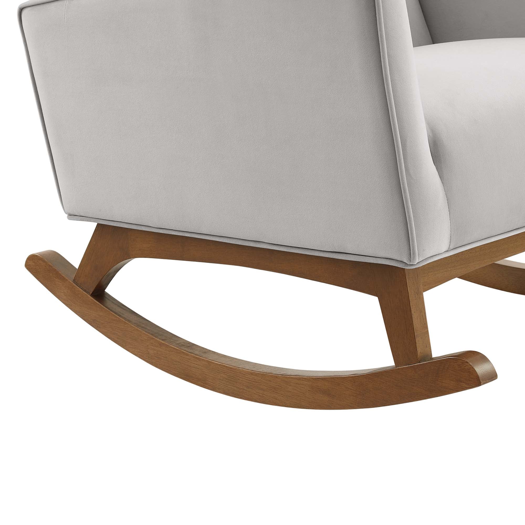 Sway Performance Velvet Rocking Chair in Light Gray