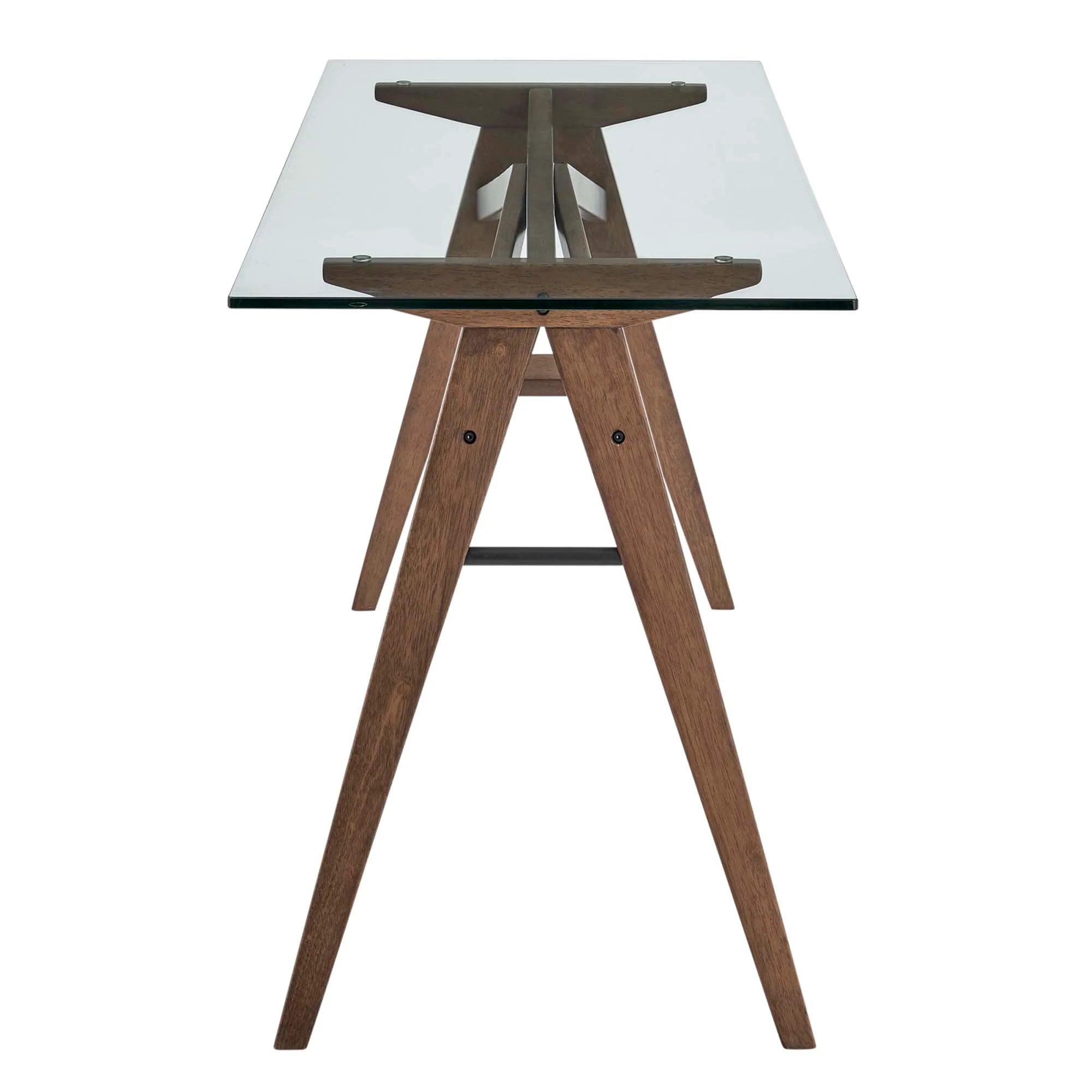 Steadfast Glass Top Office Desk in Walnut
