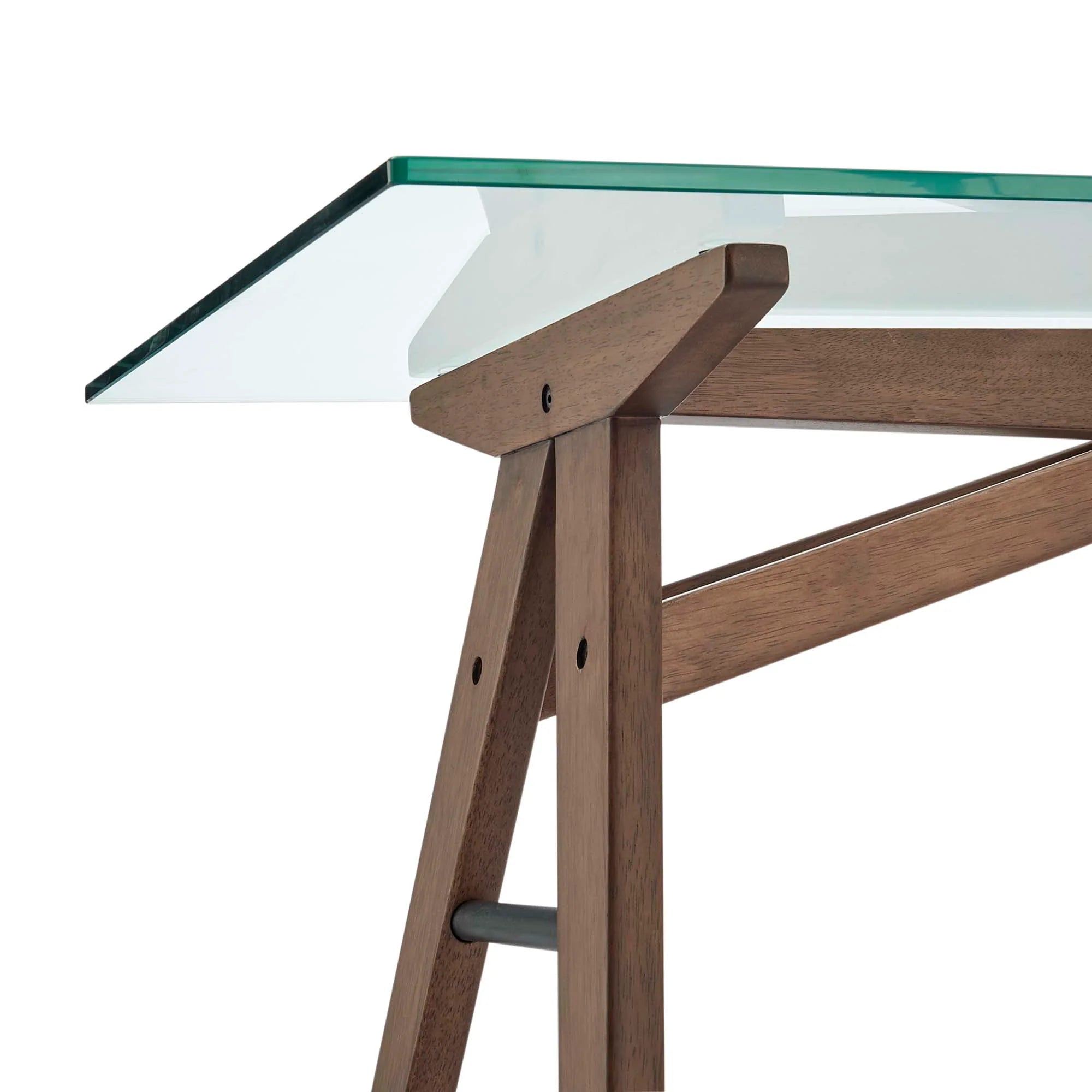 Steadfast Glass Top Office Desk in Walnut