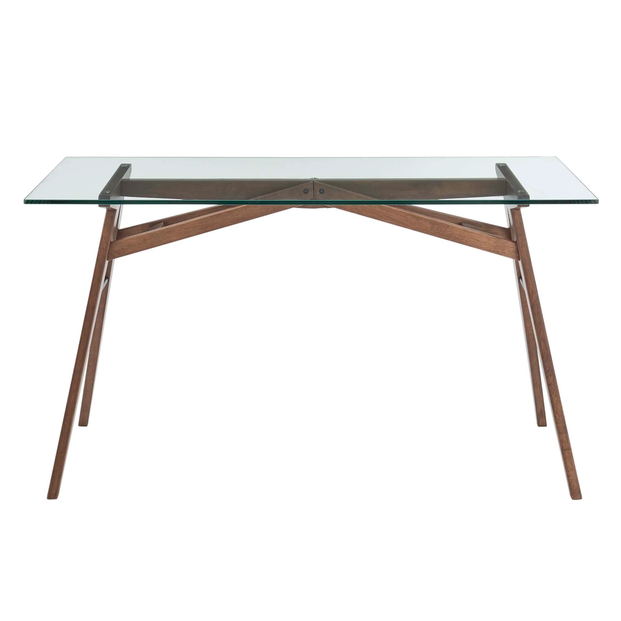 Steadfast Glass Top Office Desk in Walnut