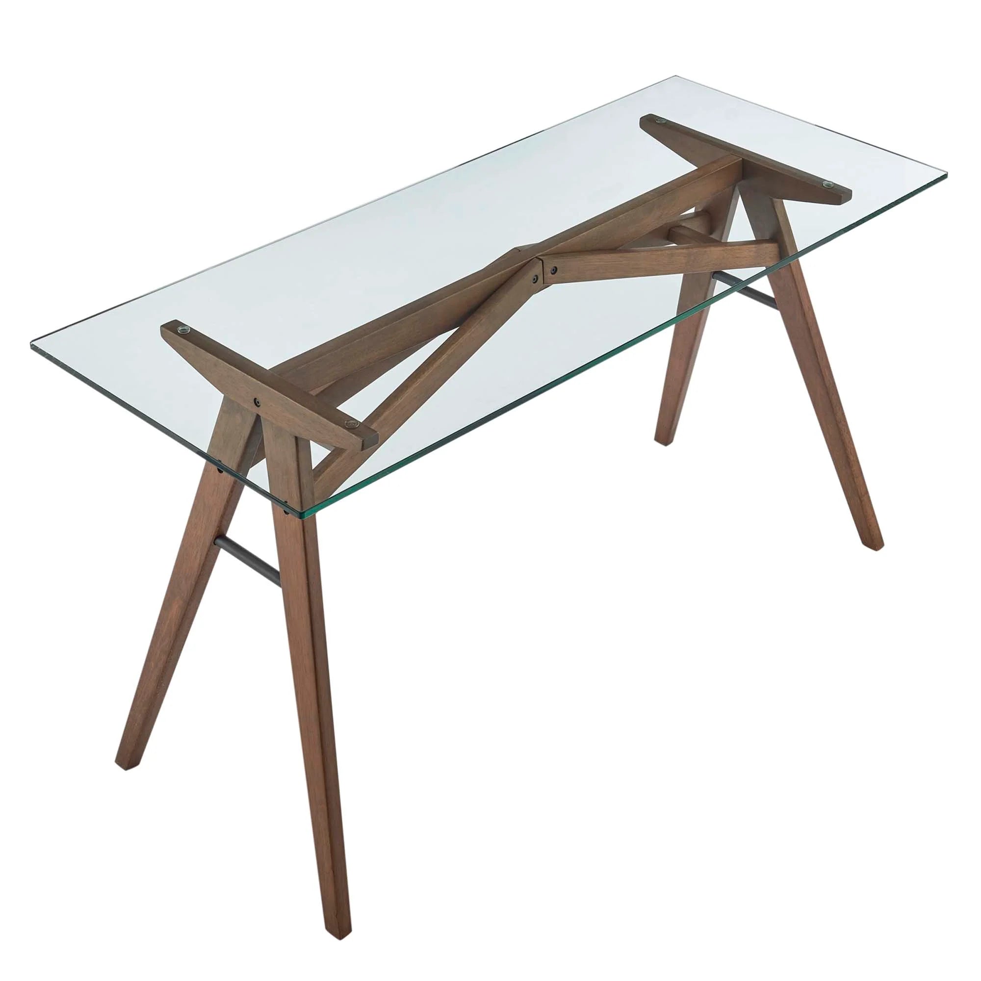 Steadfast Glass Top Office Desk in Walnut