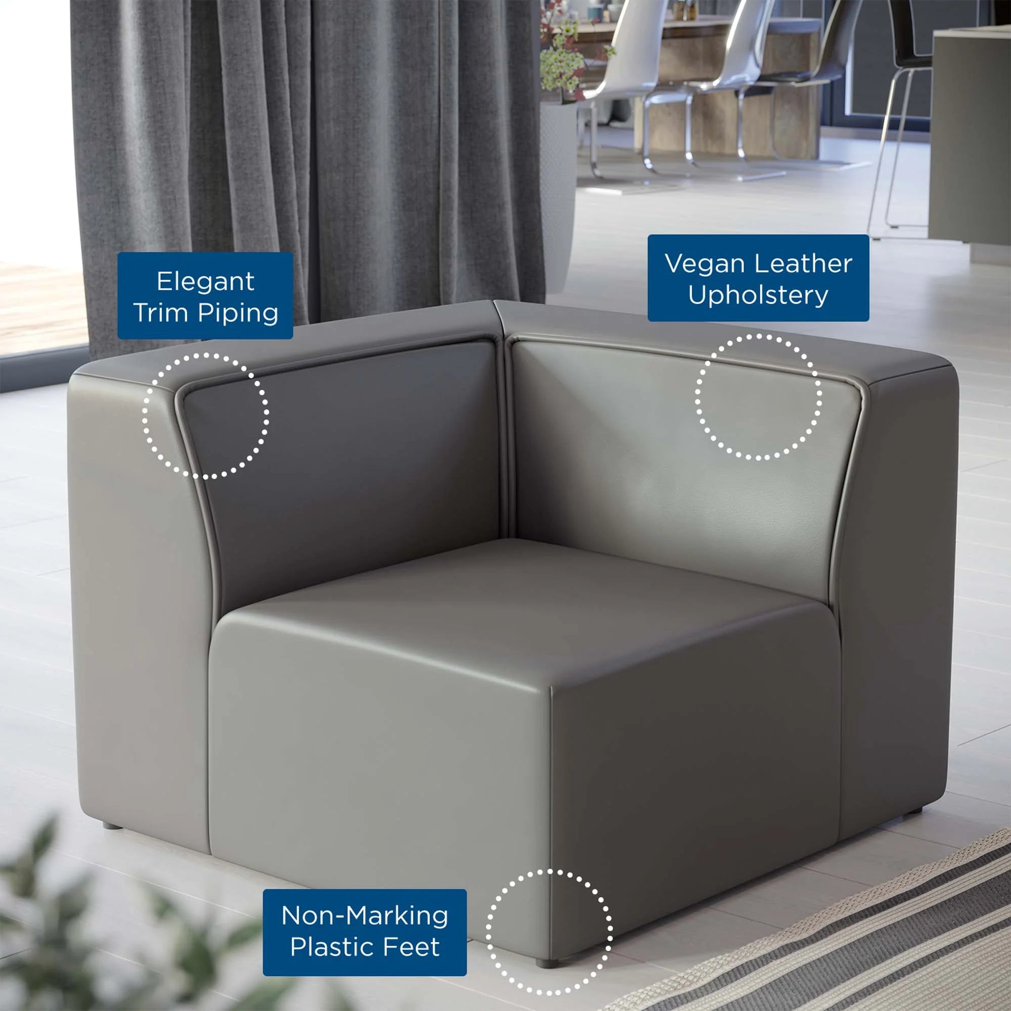 Chaise sans accoudoirs rembourrée en duvet Commix