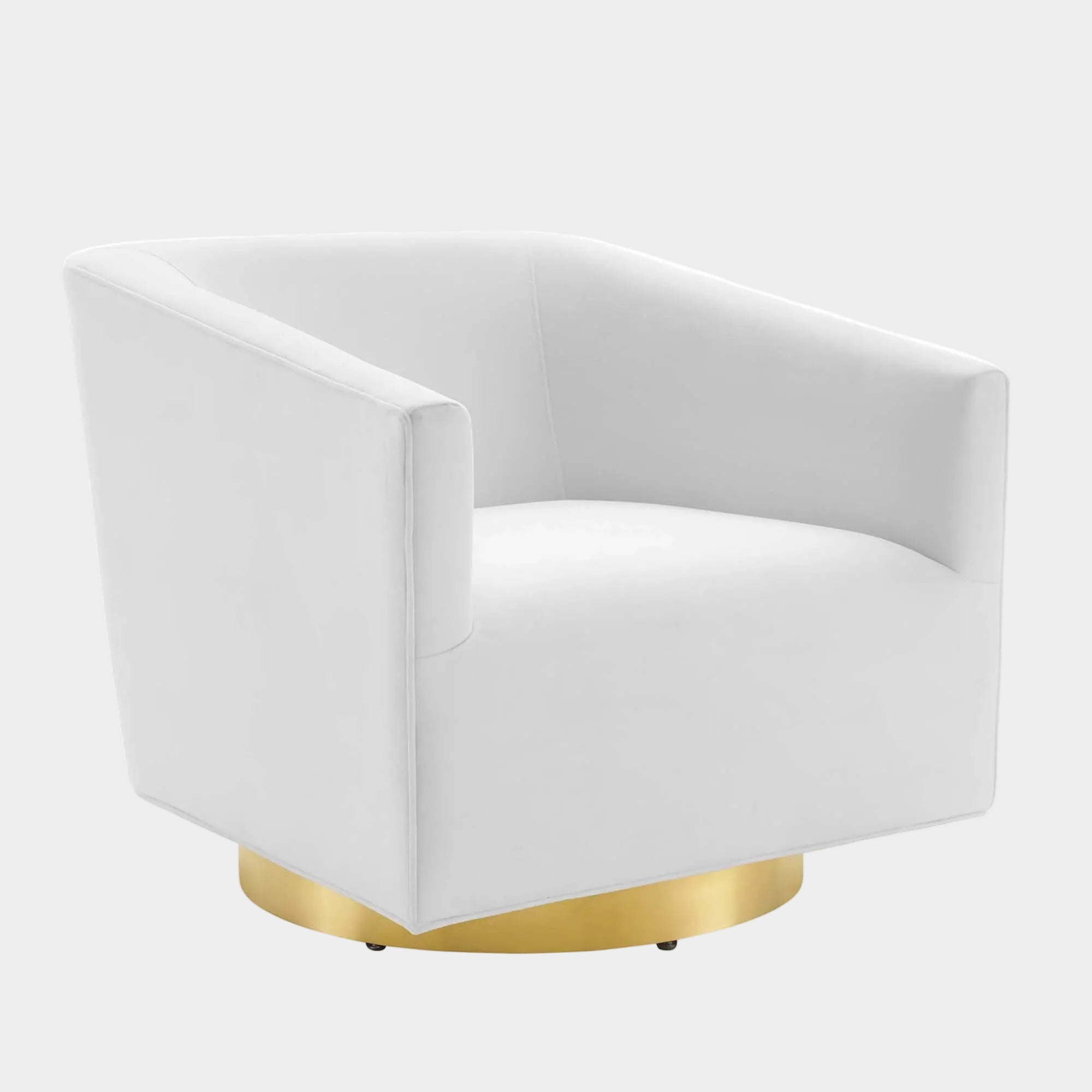 Twist Accent Lounge Performance Velvet Swivel Chair in Gold White