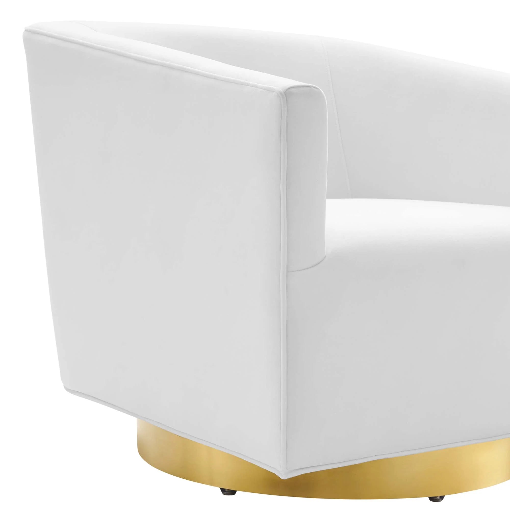 Twist Accent Lounge Performance Velvet Swivel Chair in Gold White