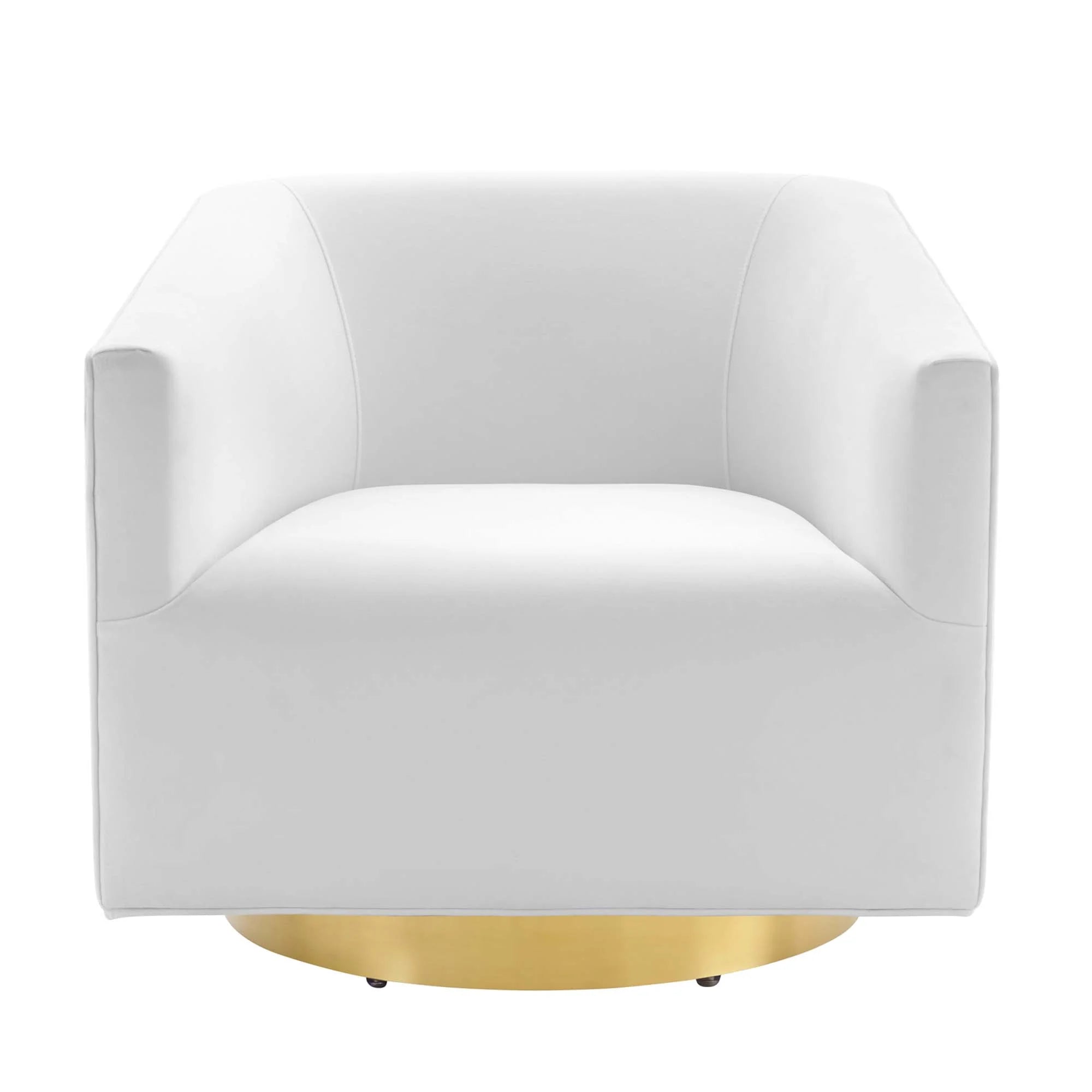 Twist Accent Lounge Performance Velvet Swivel Chair in Gold White