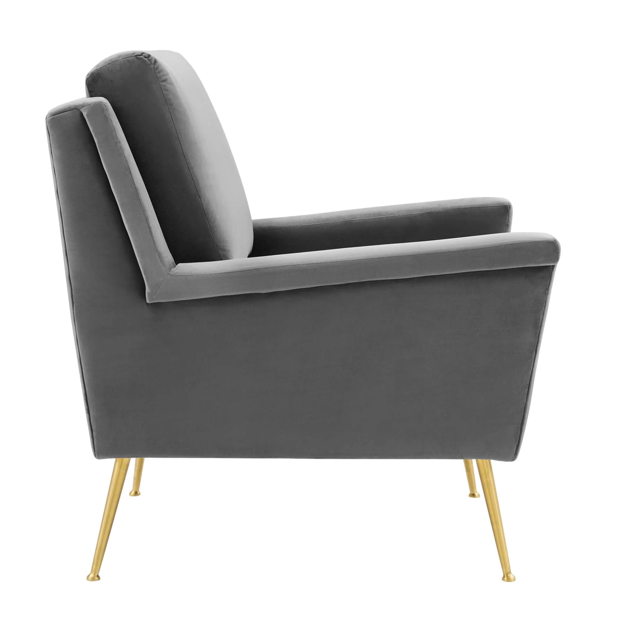 Chesapeake Performance Velvet Armchair in Gold Gray