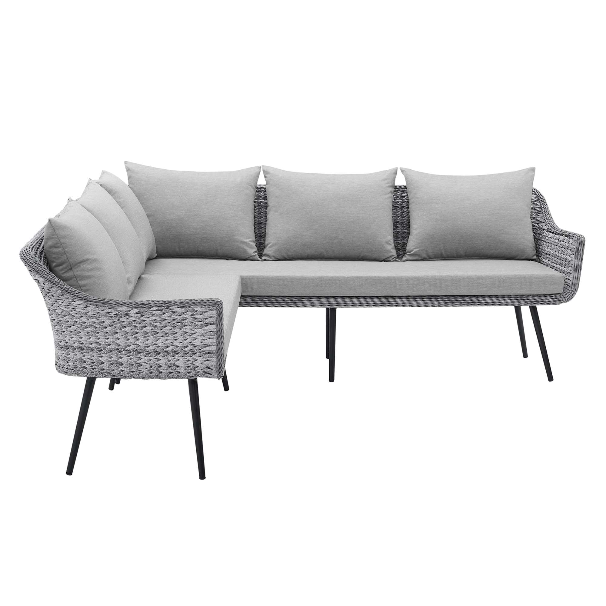 Endeavor Outdoor Patio Wicker Rattan Sectional Sofa in Gray Gray