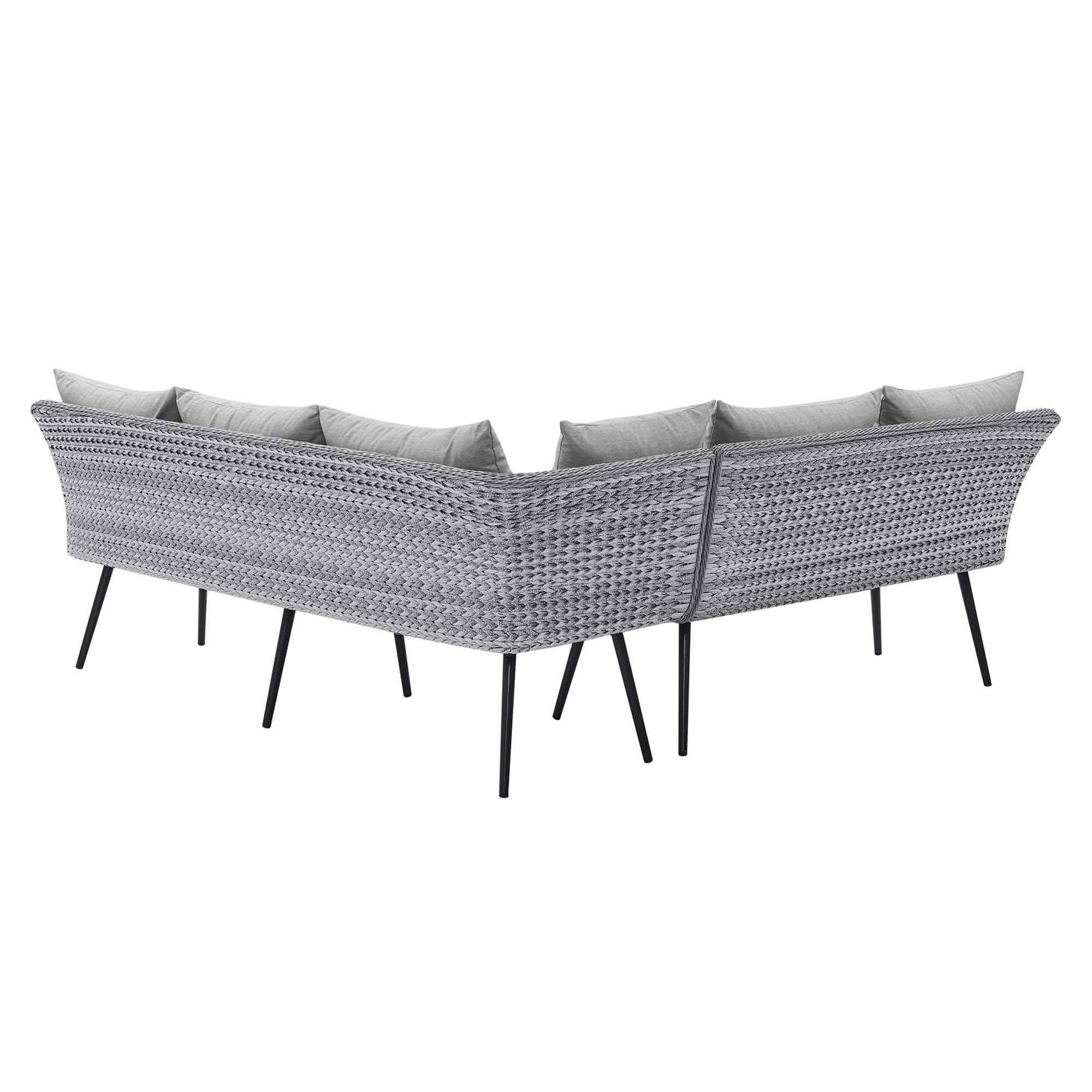 Endeavor Outdoor Patio Wicker Rattan Sectional Sofa in Gray Gray