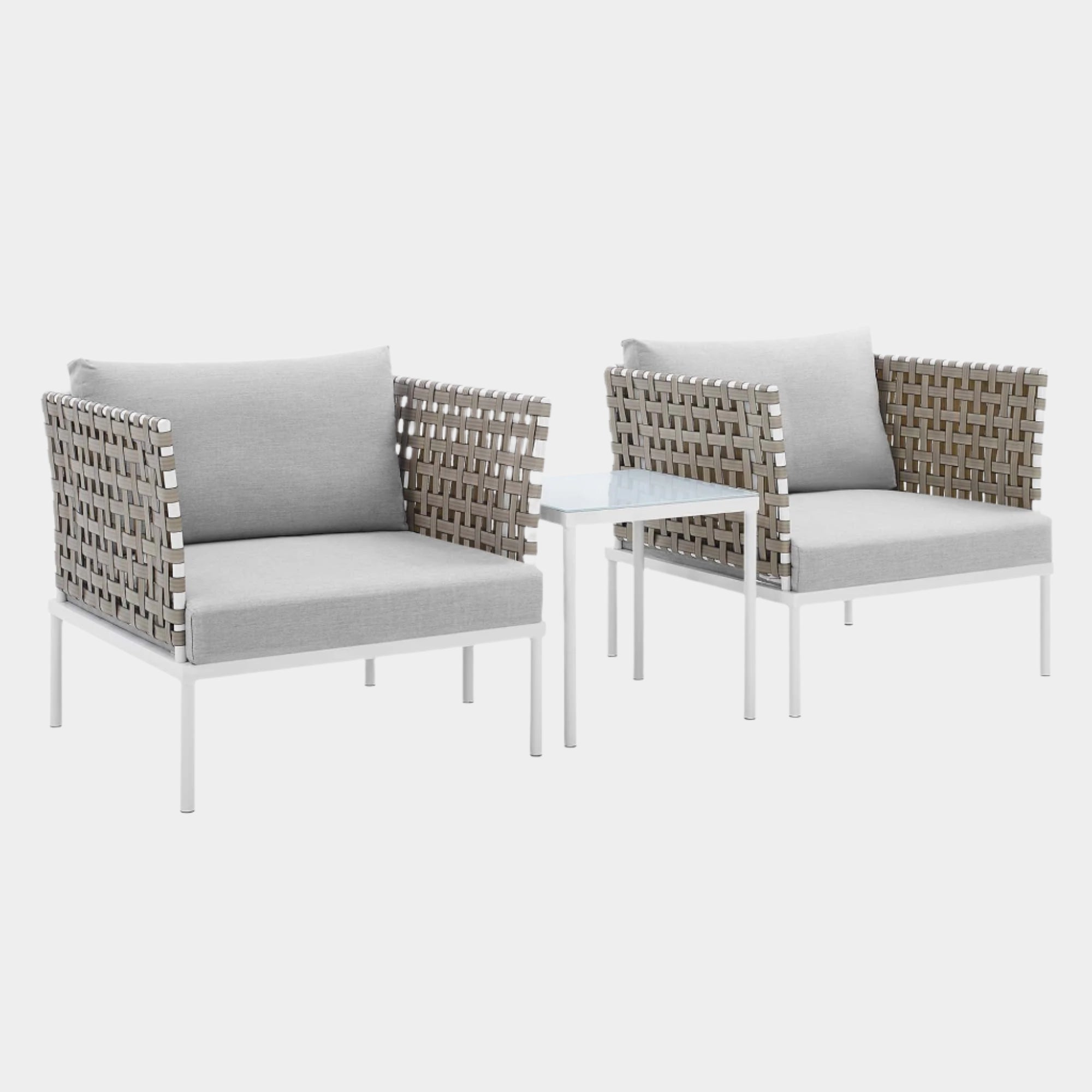 Harmony 3-Piece Sunbrella® Basket Weave Outdoor Patio Aluminum Seating Set