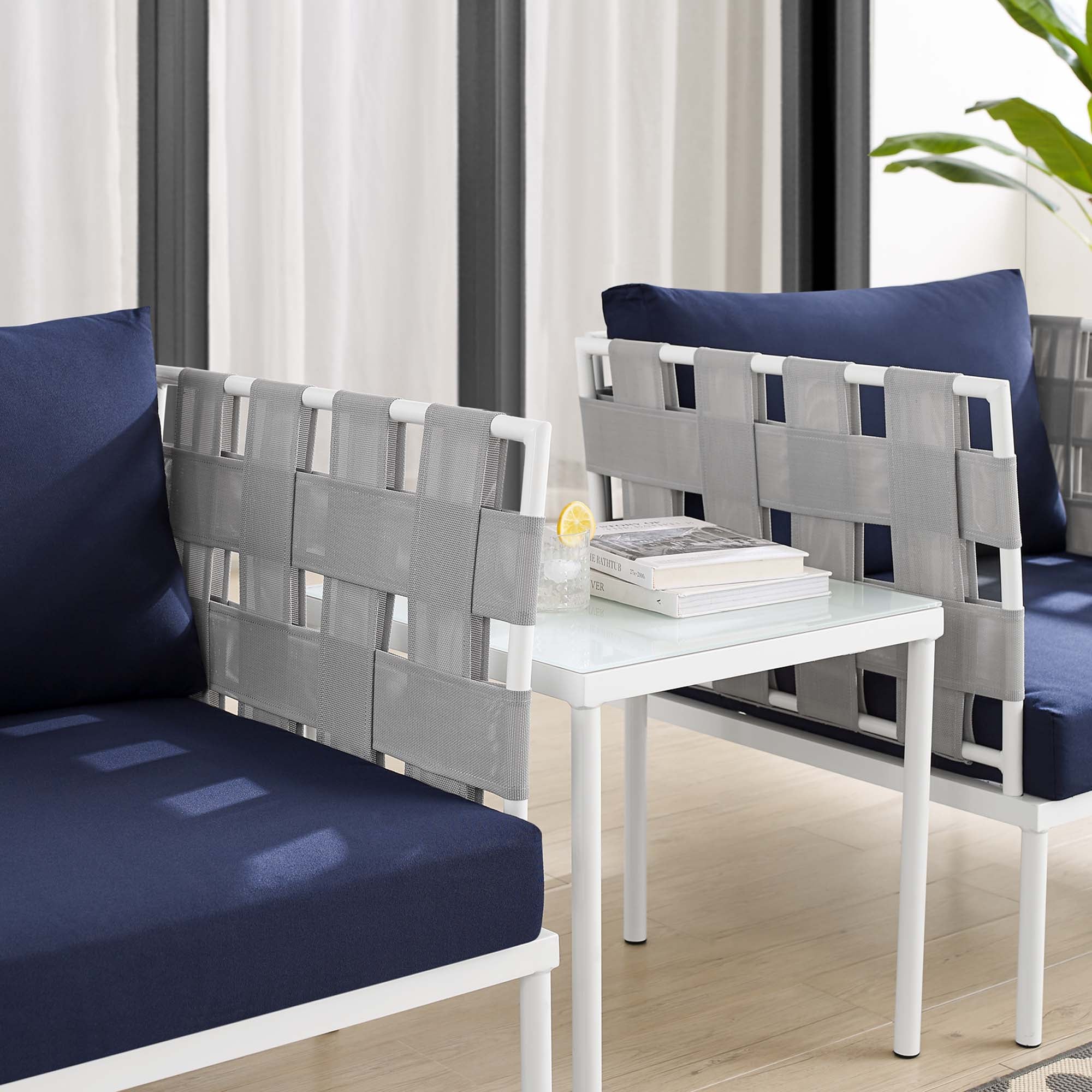 Harmony 3-Piece Sunbrella® Outdoor Patio Aluminum Seating Set