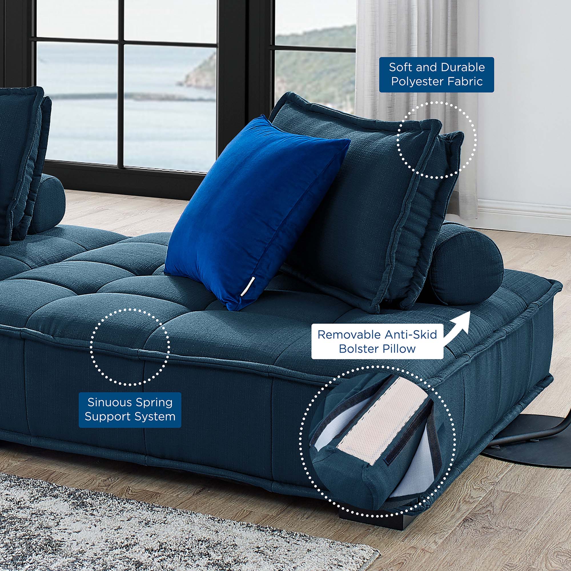 Chaise sans accoudoirs en tissu capitonné Saunter