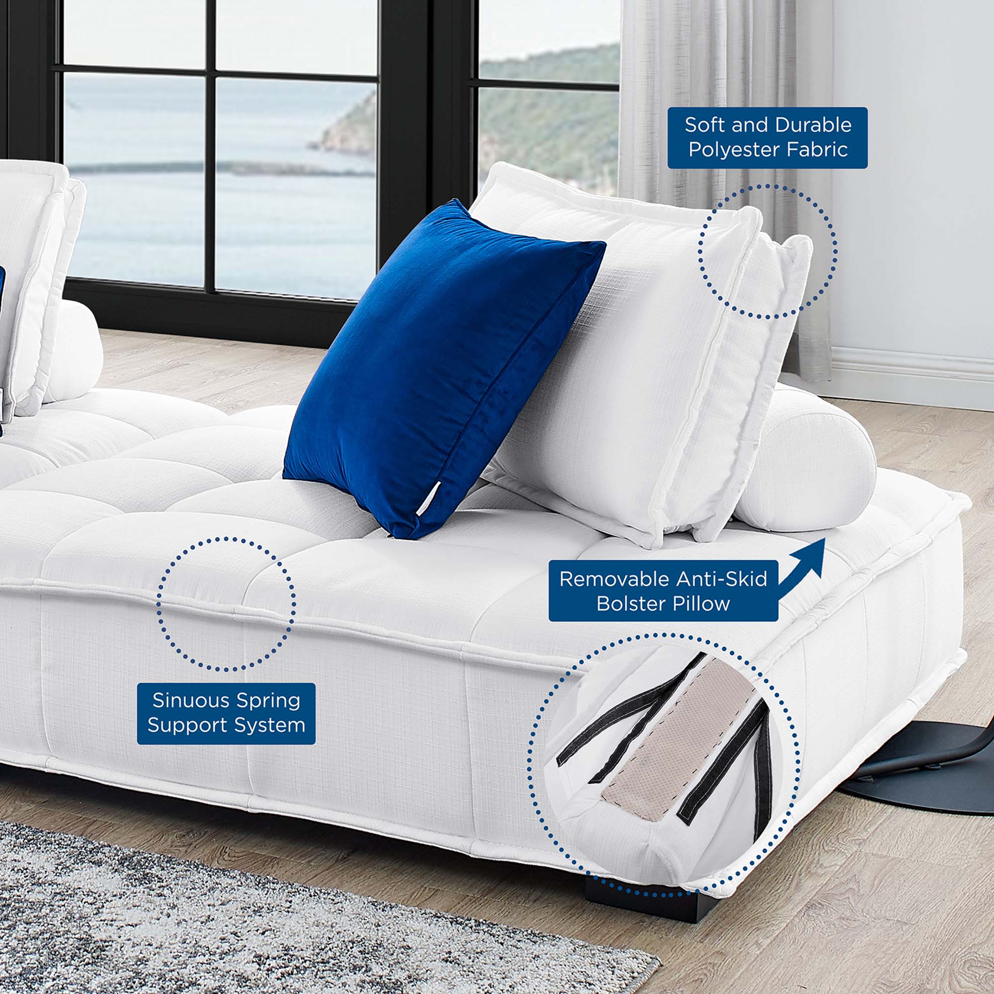 Chaise sans accoudoirs en tissu capitonné Saunter