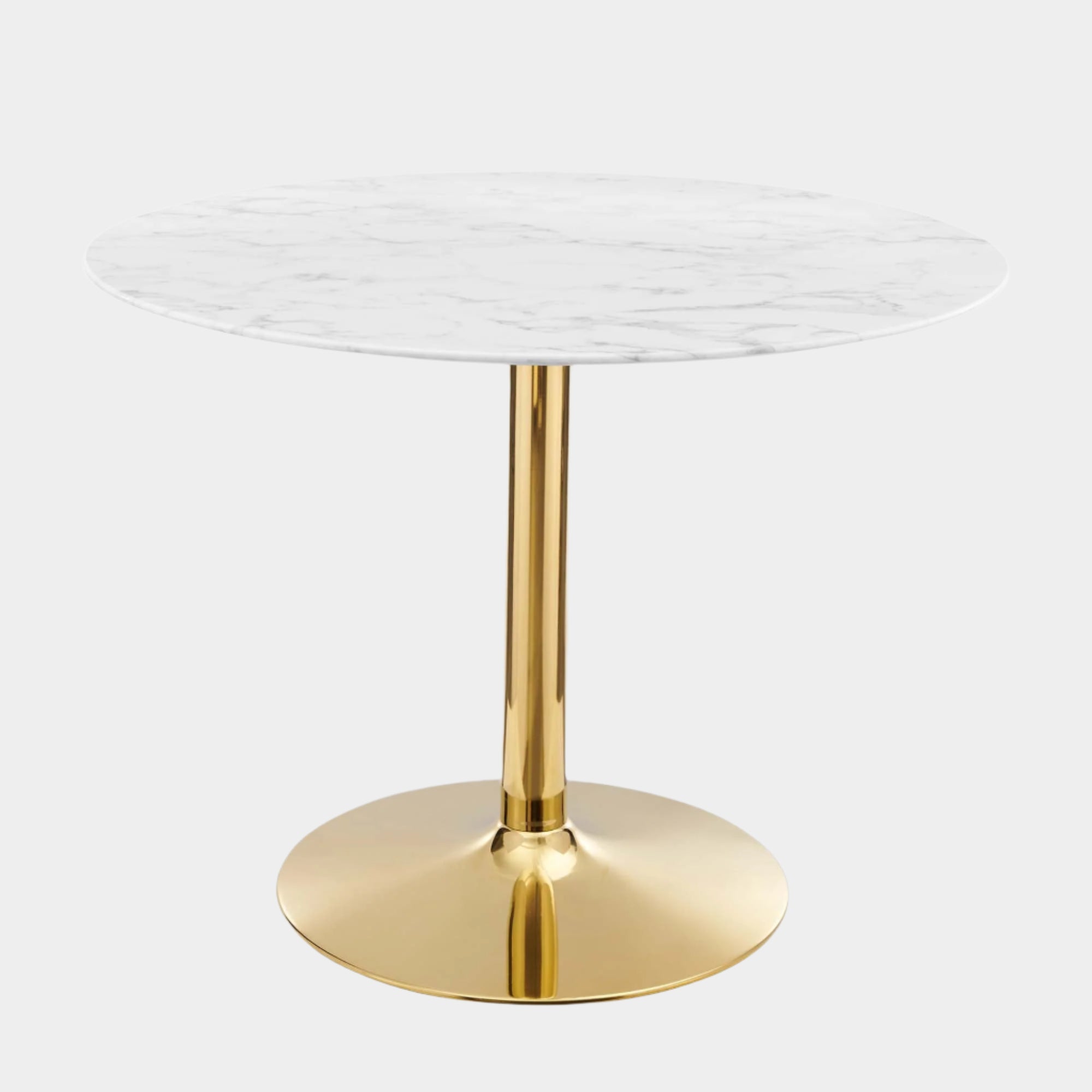 Verne 40" Artificial Marble Dining Table in Gold White