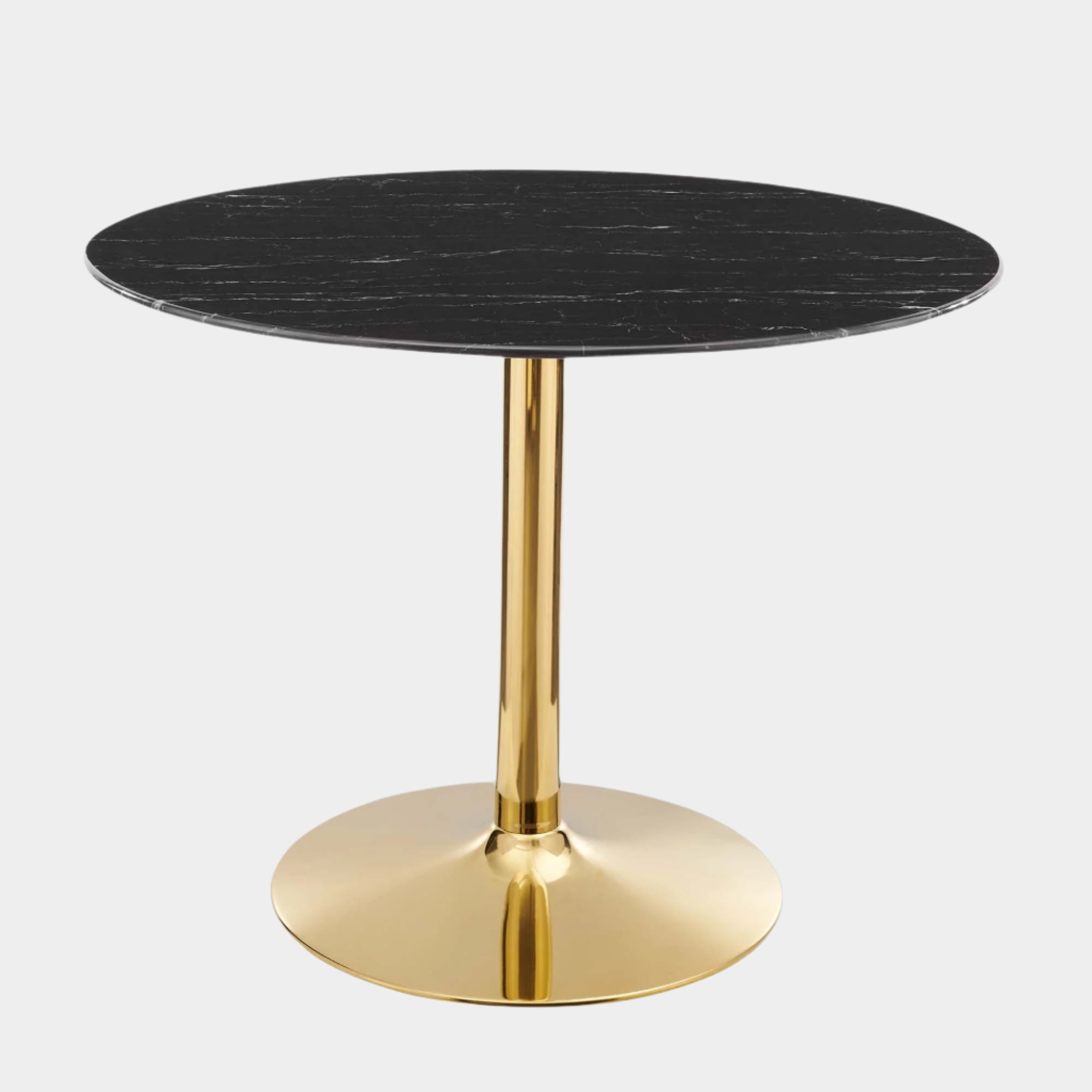 Verne 40" Artificial Marble Dining Table in Gold Black