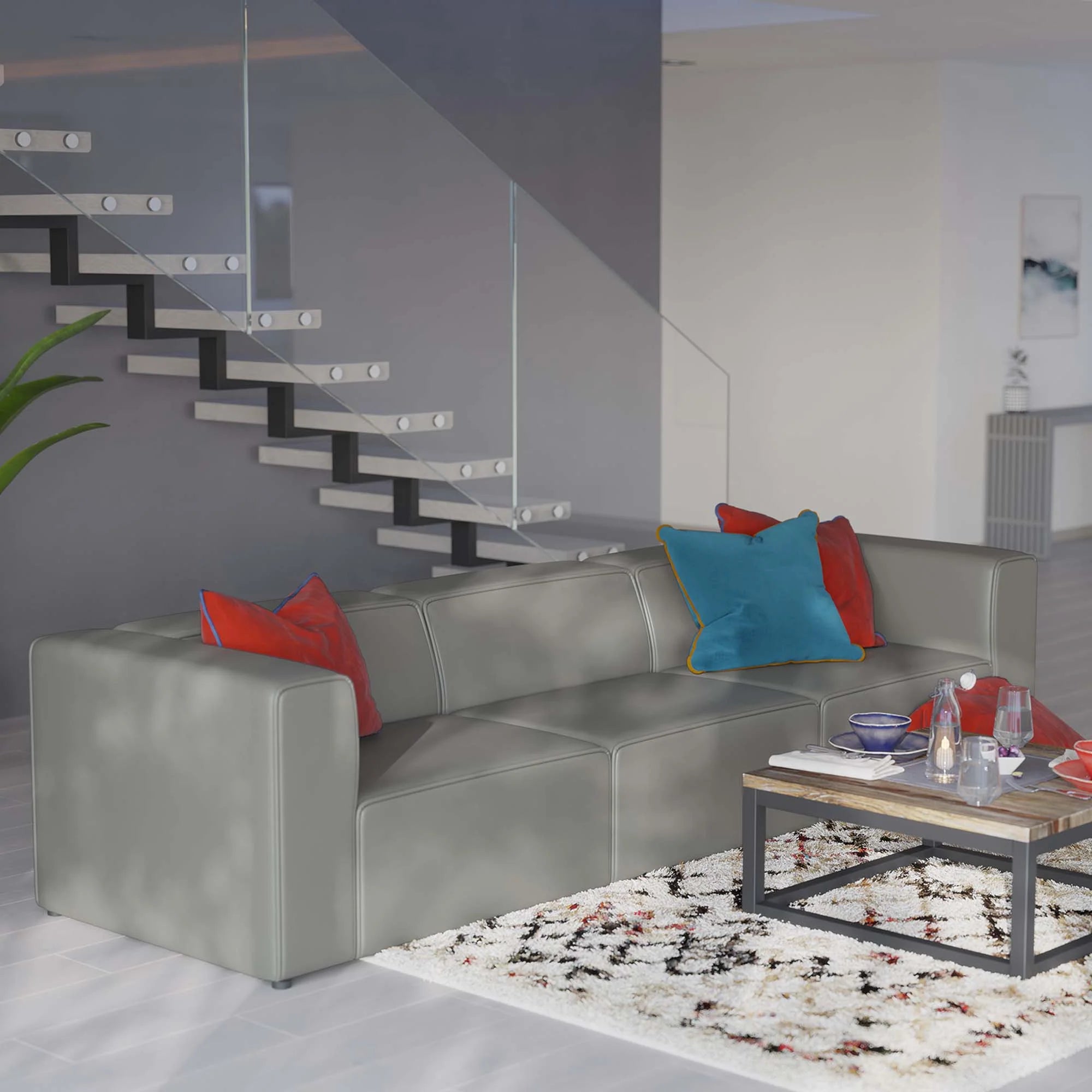 Mingle Vegan Leather 3-Piece Sectional Sofa