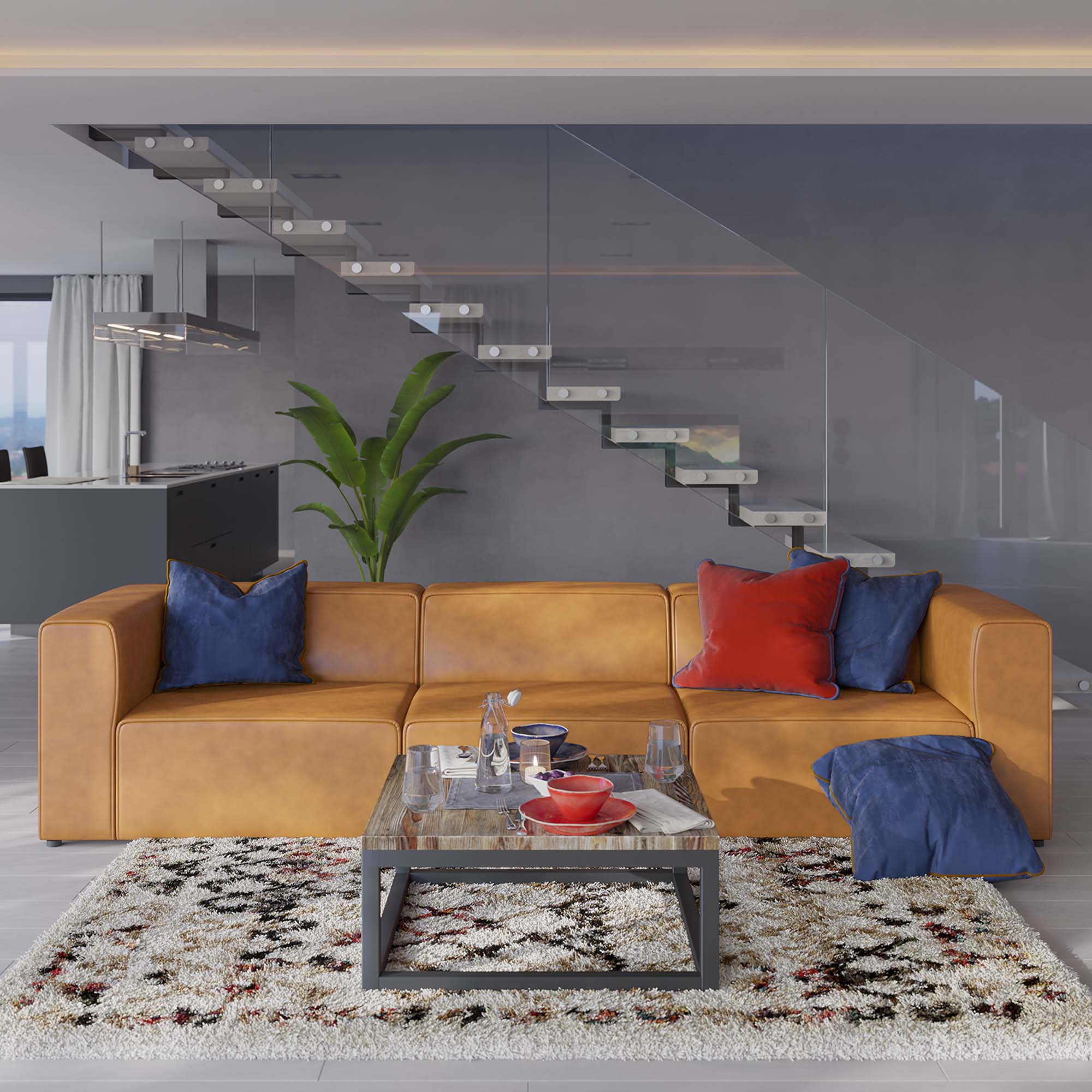 Mingle Vegan Leather 3-Piece Sectional Sofa