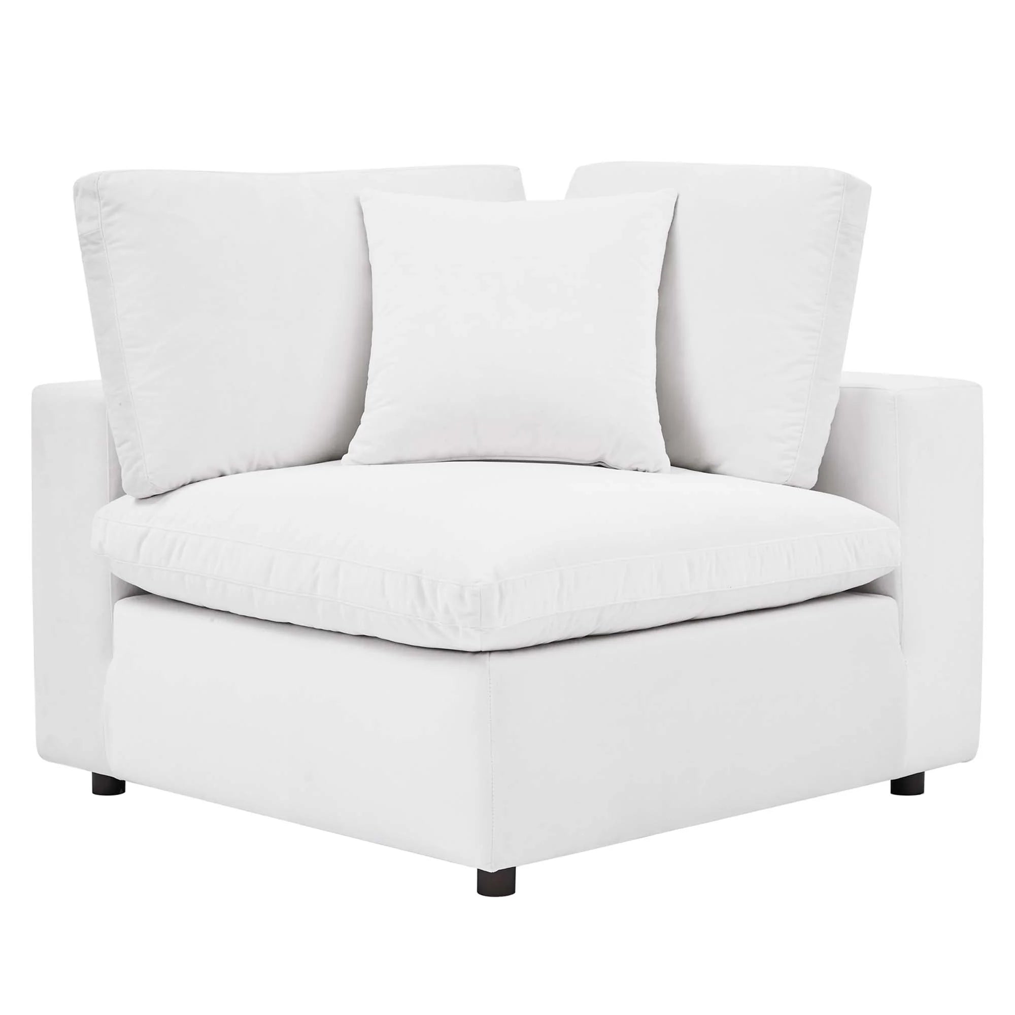 Commix Down Filled Overstuffed Performance Velvet 4-Seater Sofa in White