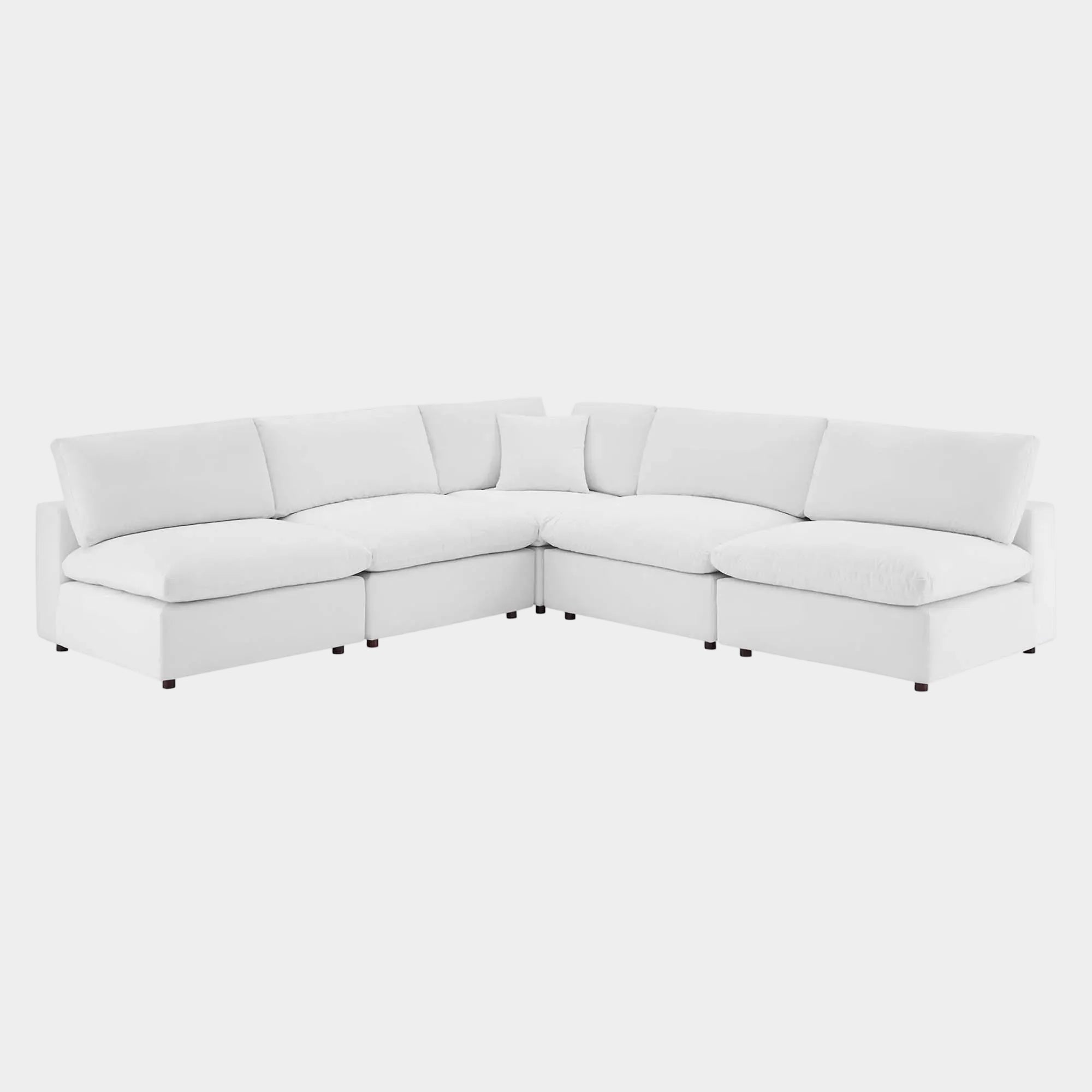 Commix 5-Piece Down Filled Overstuffed Performance Velvet Sectional Sofa in White