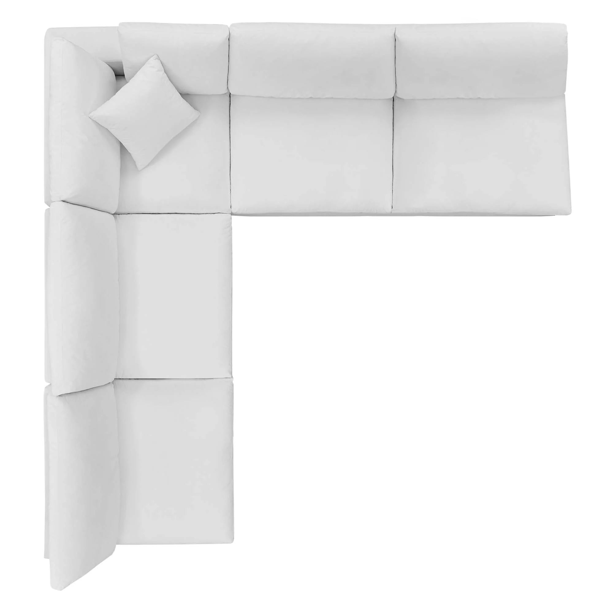 Commix 5-Piece Down Filled Overstuffed Performance Velvet Sectional Sofa in White
