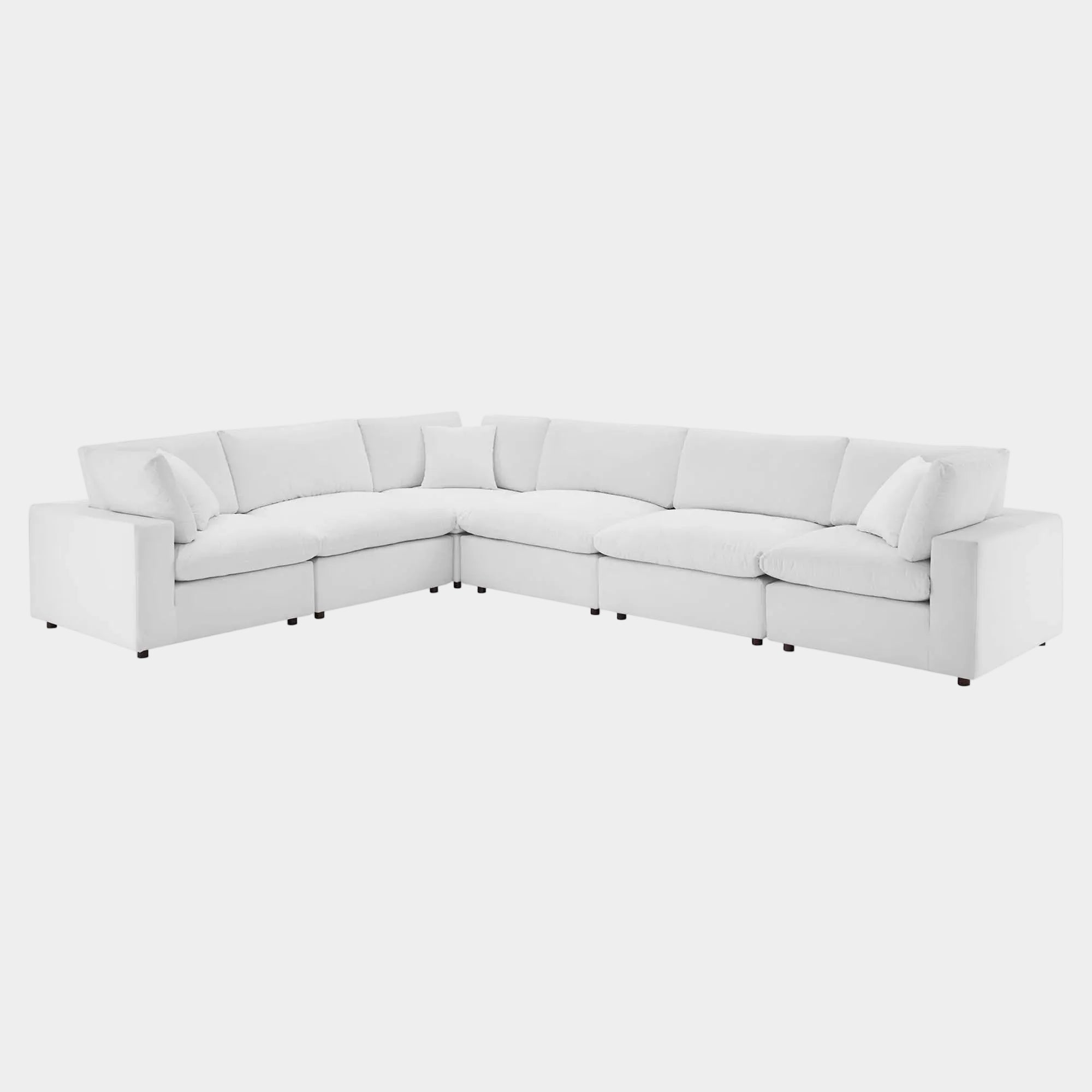 Commix 6-Piece Down Filled Overstuffed Performance Velvet Sectional Sofa in White